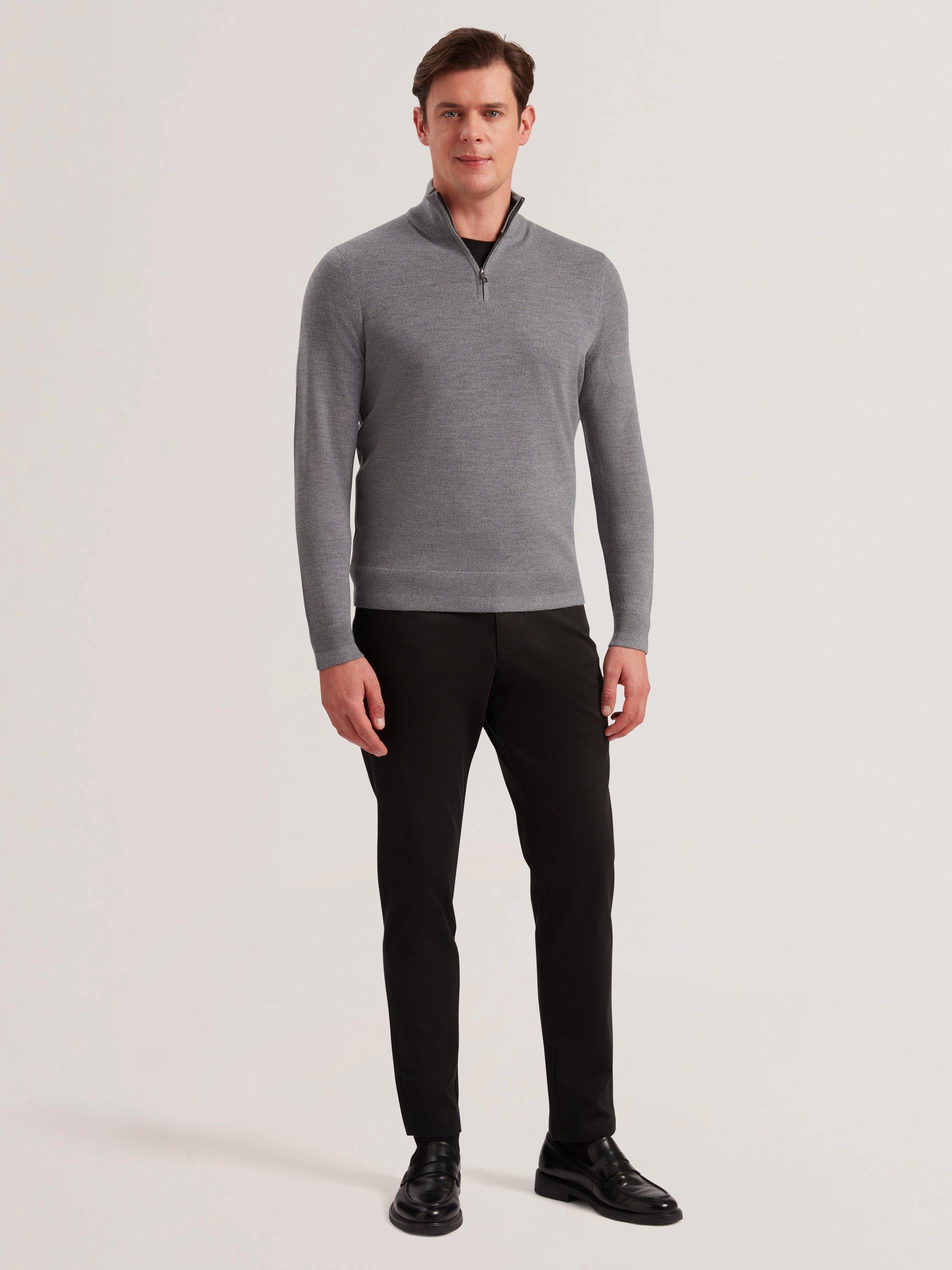 Product image 4 of 6, which shows Ted Baker Limehas Merino Wool  Half-Zip Jumper, Charcoal, S