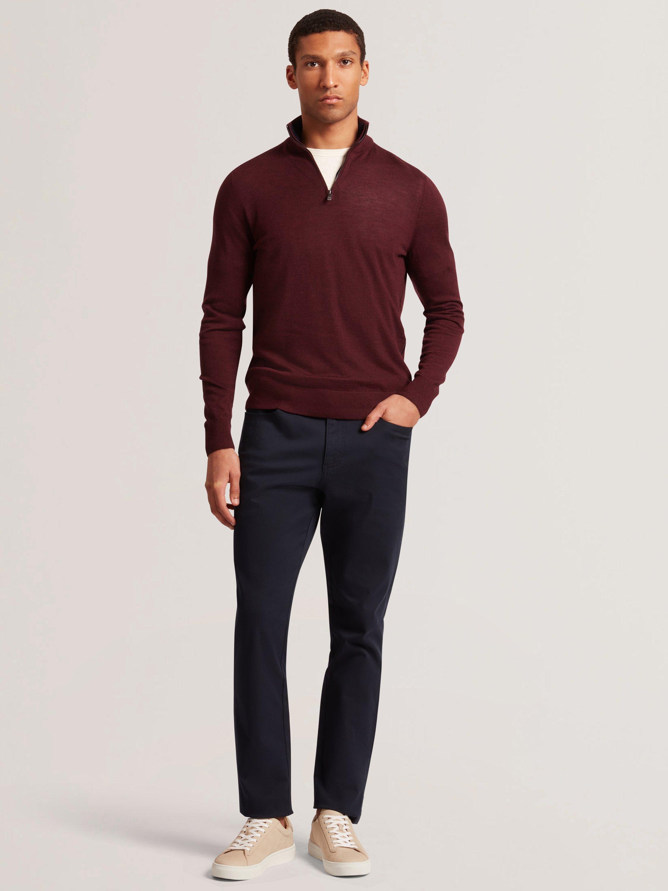Product image 3 of 6, which shows Ted Baker Limehas Half-Zip Jumper, Maroon, L
