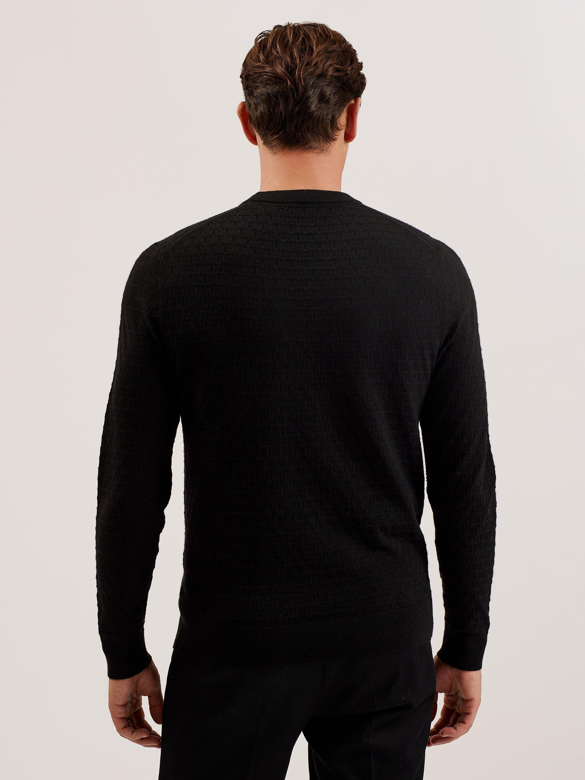 Product image 2 of 5, which shows Ted Baker Loung Wool Blend Stitch Crew Neck Jumper, Black, S