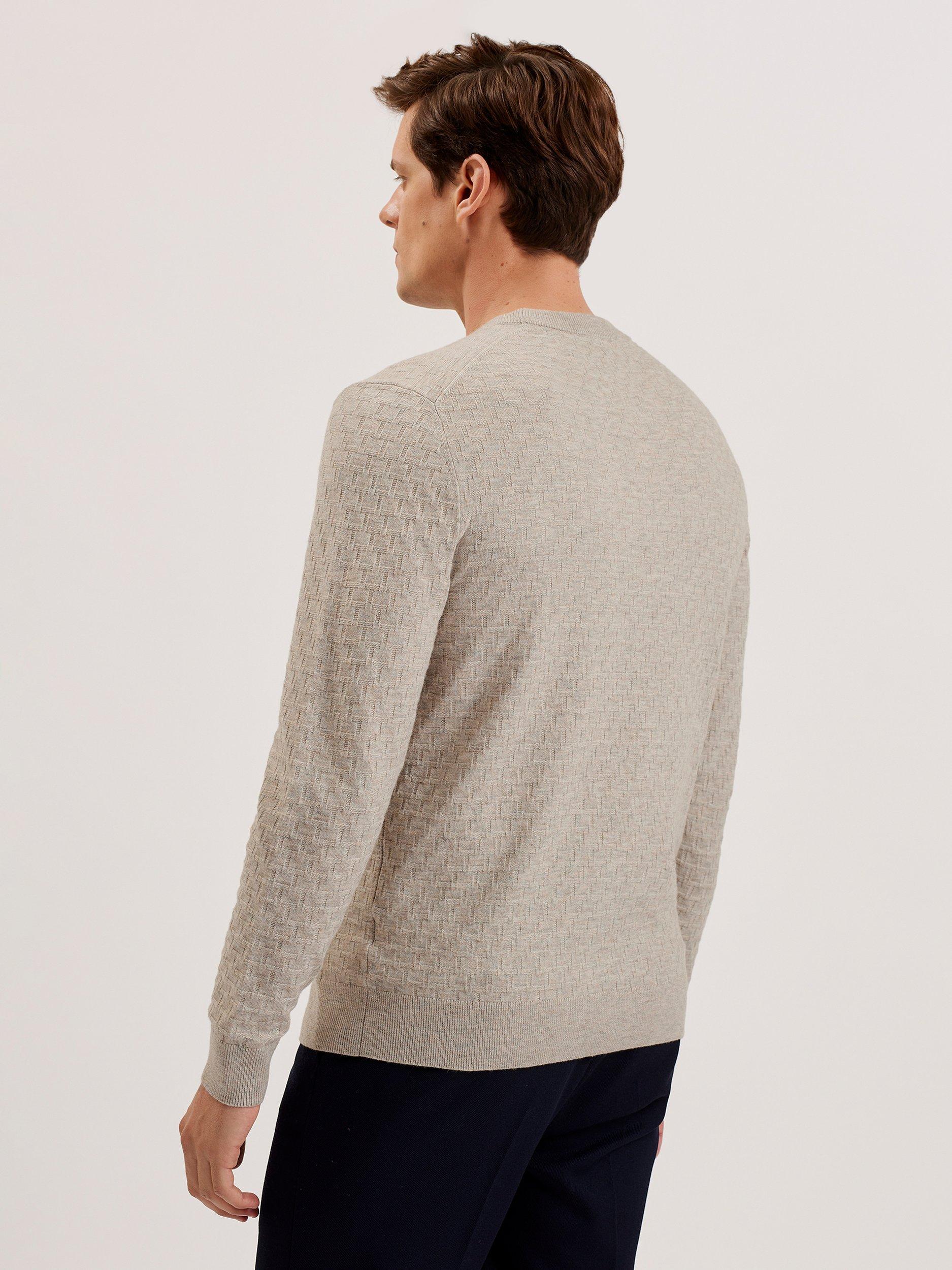 Product image 2 of 7, which shows Ted Baker Loung Wool Blend Stitch Crew Neck Jumper, Taupe, L