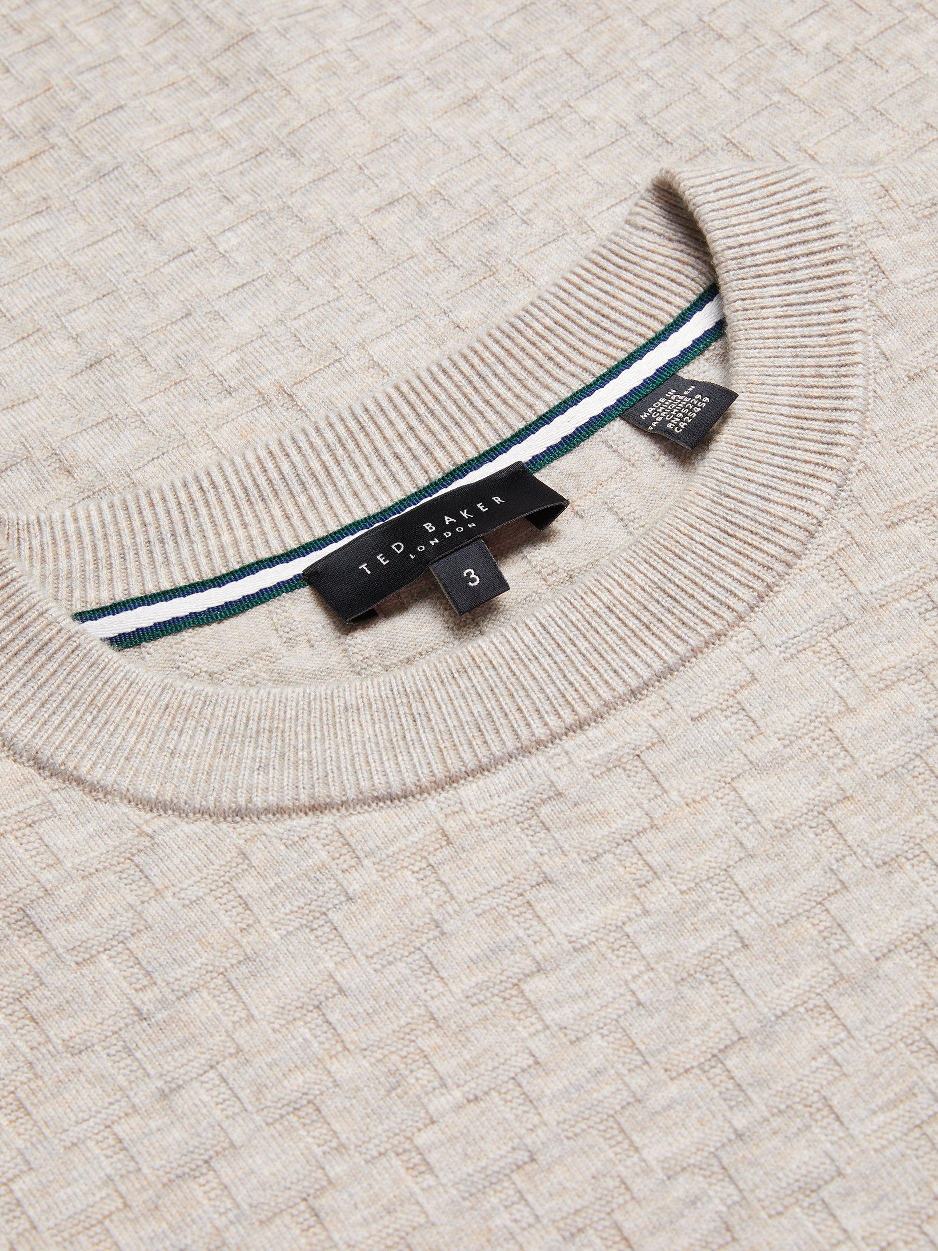 Product image 5 of 7, which shows Ted Baker Loung Wool Blend Stitch Crew Neck Jumper, Taupe, L