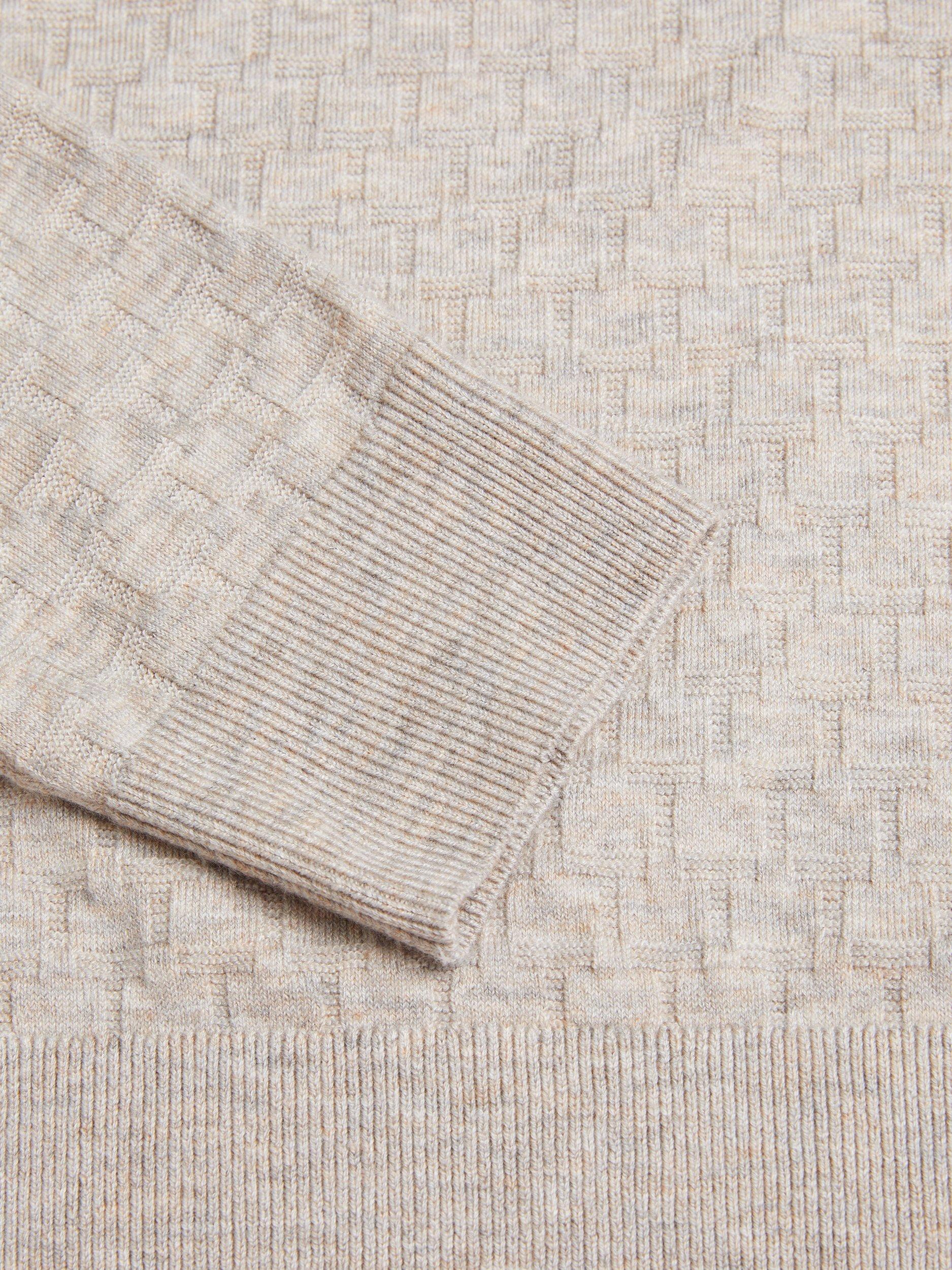 Product image 6 of 7, which shows Ted Baker Loung Wool Blend Stitch Crew Neck Jumper, Taupe, L