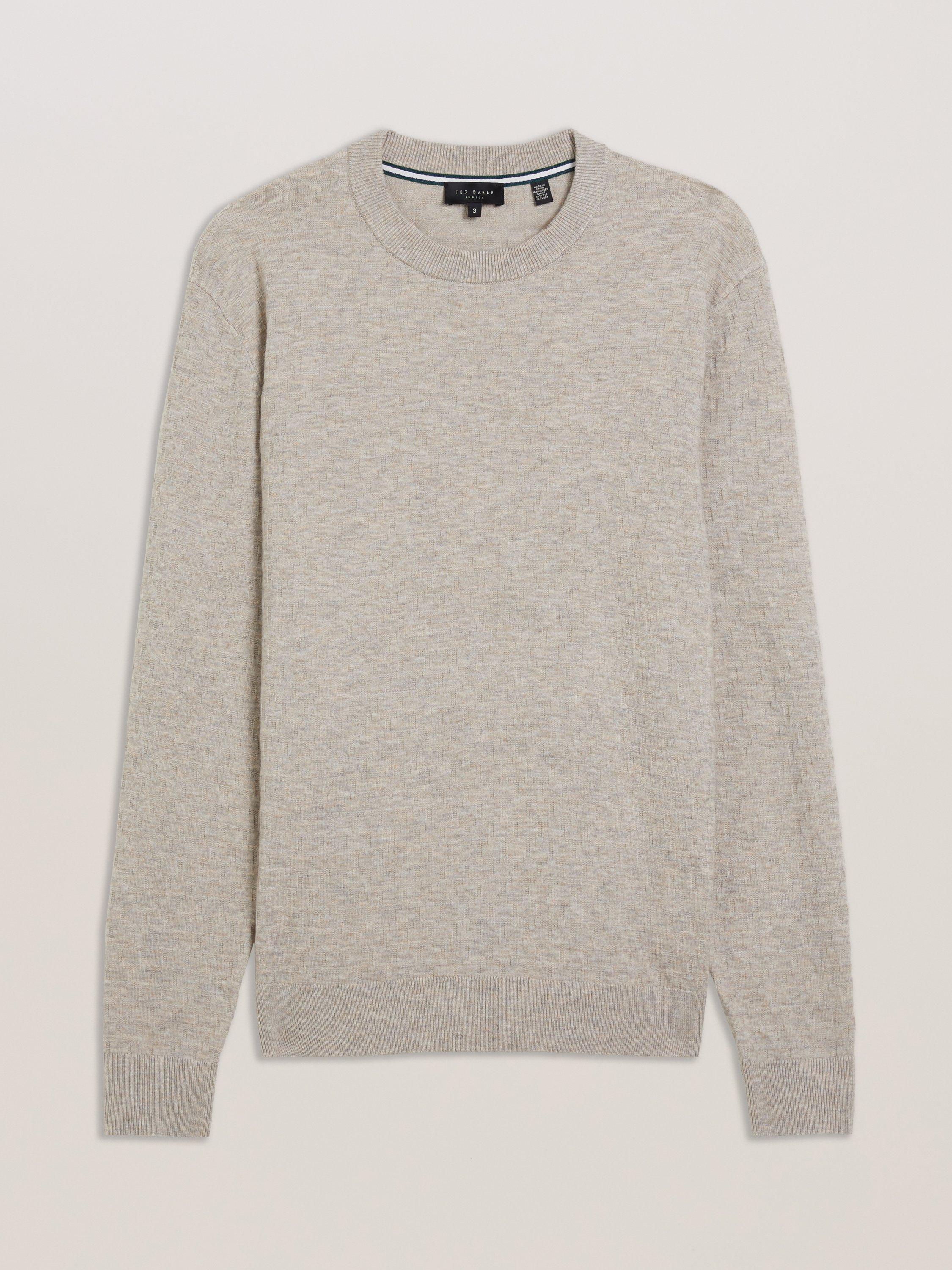 Product image 7 of 7, which shows Ted Baker Loung Wool Blend Stitch Crew Neck Jumper, Taupe, L