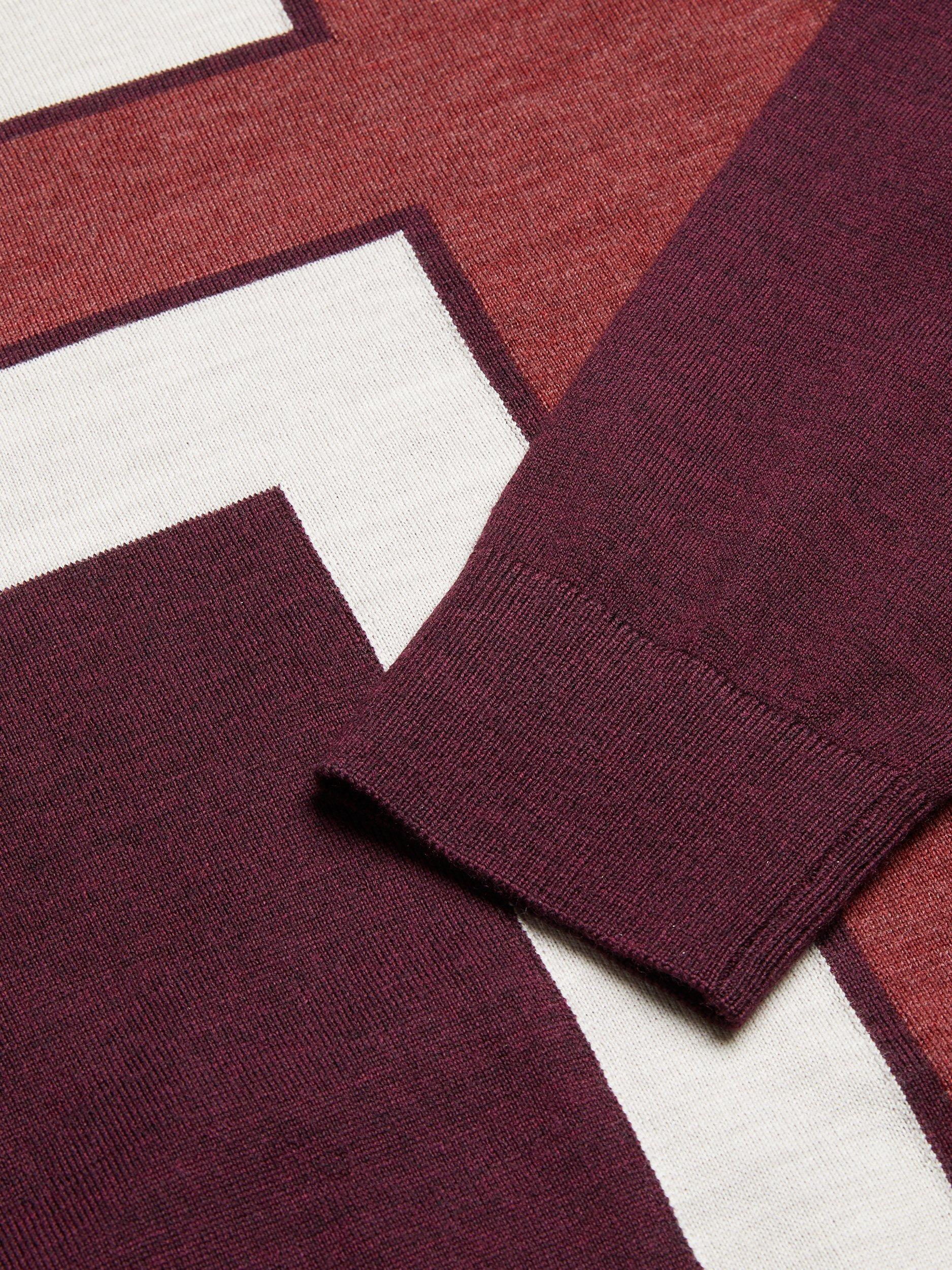Product image 3 of 3, which shows Ted Baker Roika Wool Regular Fit Long Sleeve Cross T-Shirt, Maroon, M