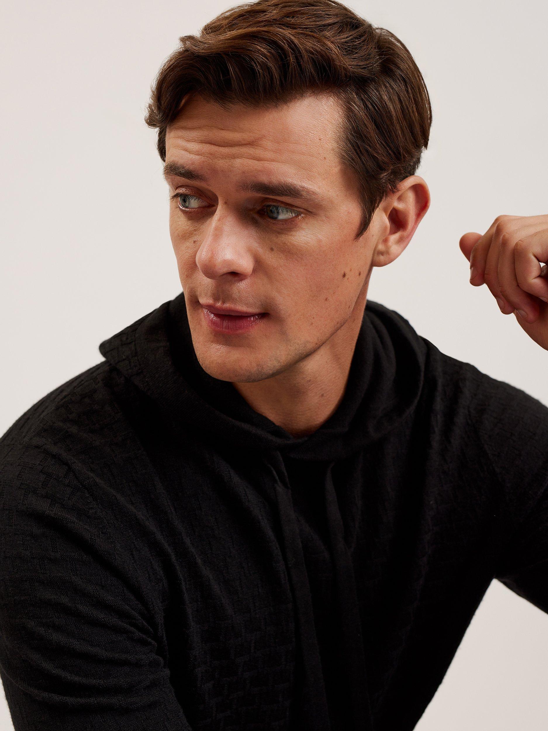 Product image 4 of 7, which shows Ted Baker Loular Wool Blend Regular Stitch Hoodie, Black, XS