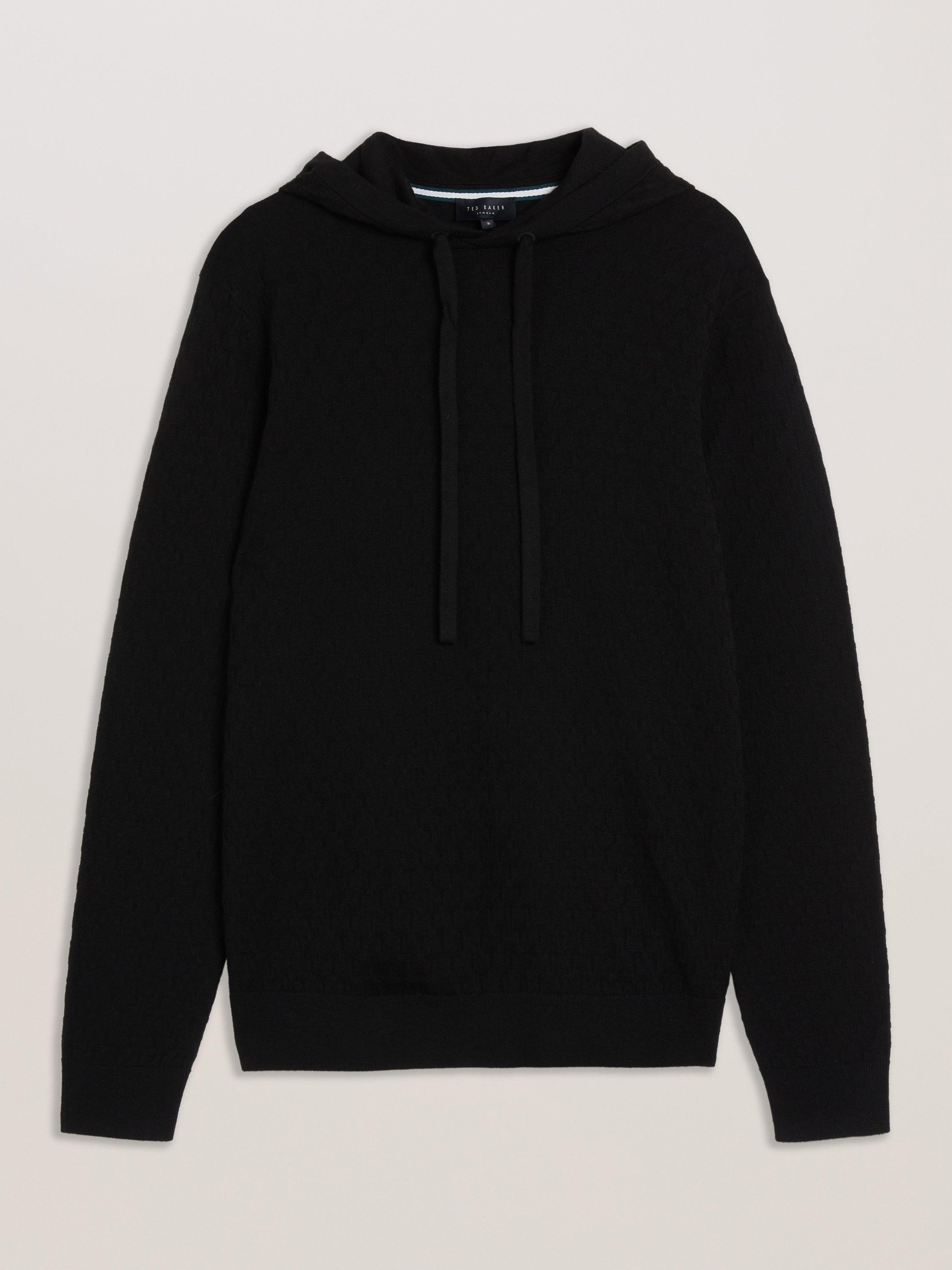 Product image 7 of 7, which shows Ted Baker Loular Wool Blend Regular Stitch Hoodie, Black, XS