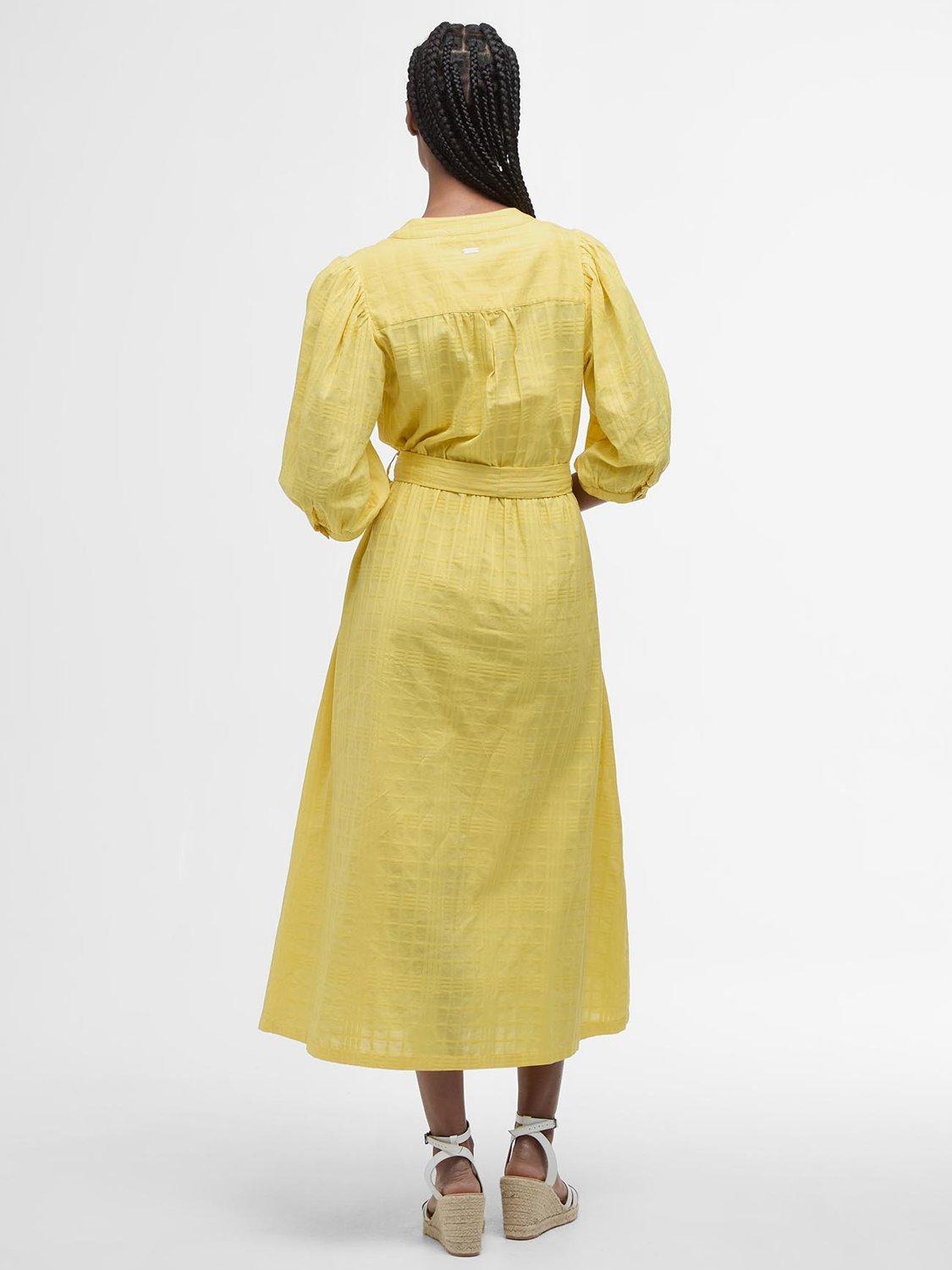 Product image 4 of 6, which shows Barbour Heidi Textured Belted Dress, Sunray Yellow, 8