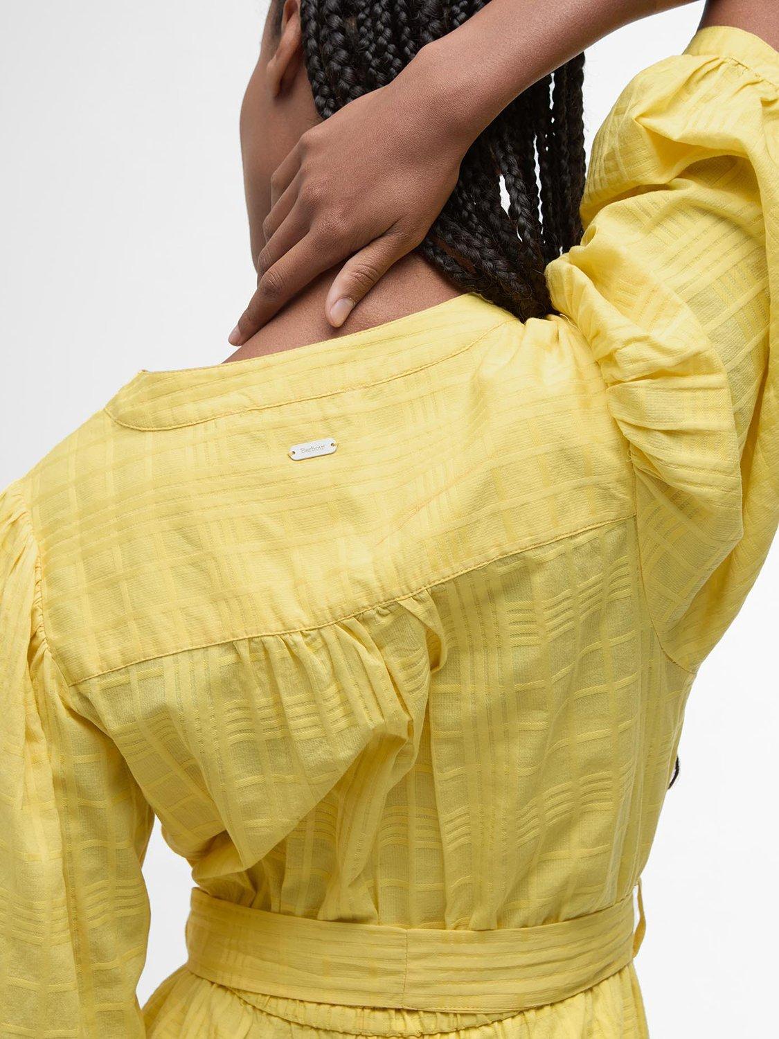 Product image 6 of 6, which shows Barbour Heidi Textured Belted Dress, Sunray Yellow, 8