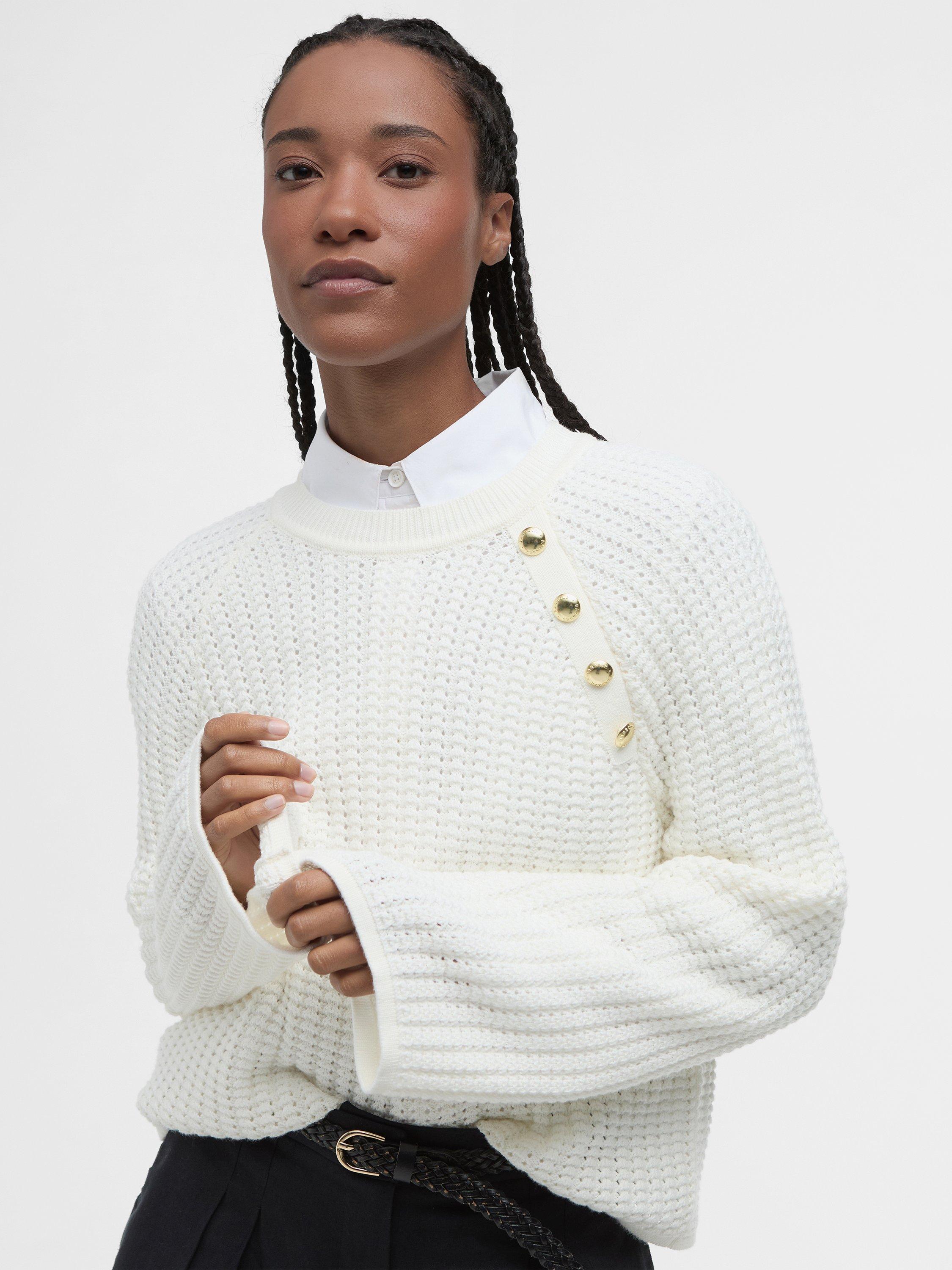 Product image 5 of 7, which shows Barbour Angela Knit Jumper, Cloud, 8