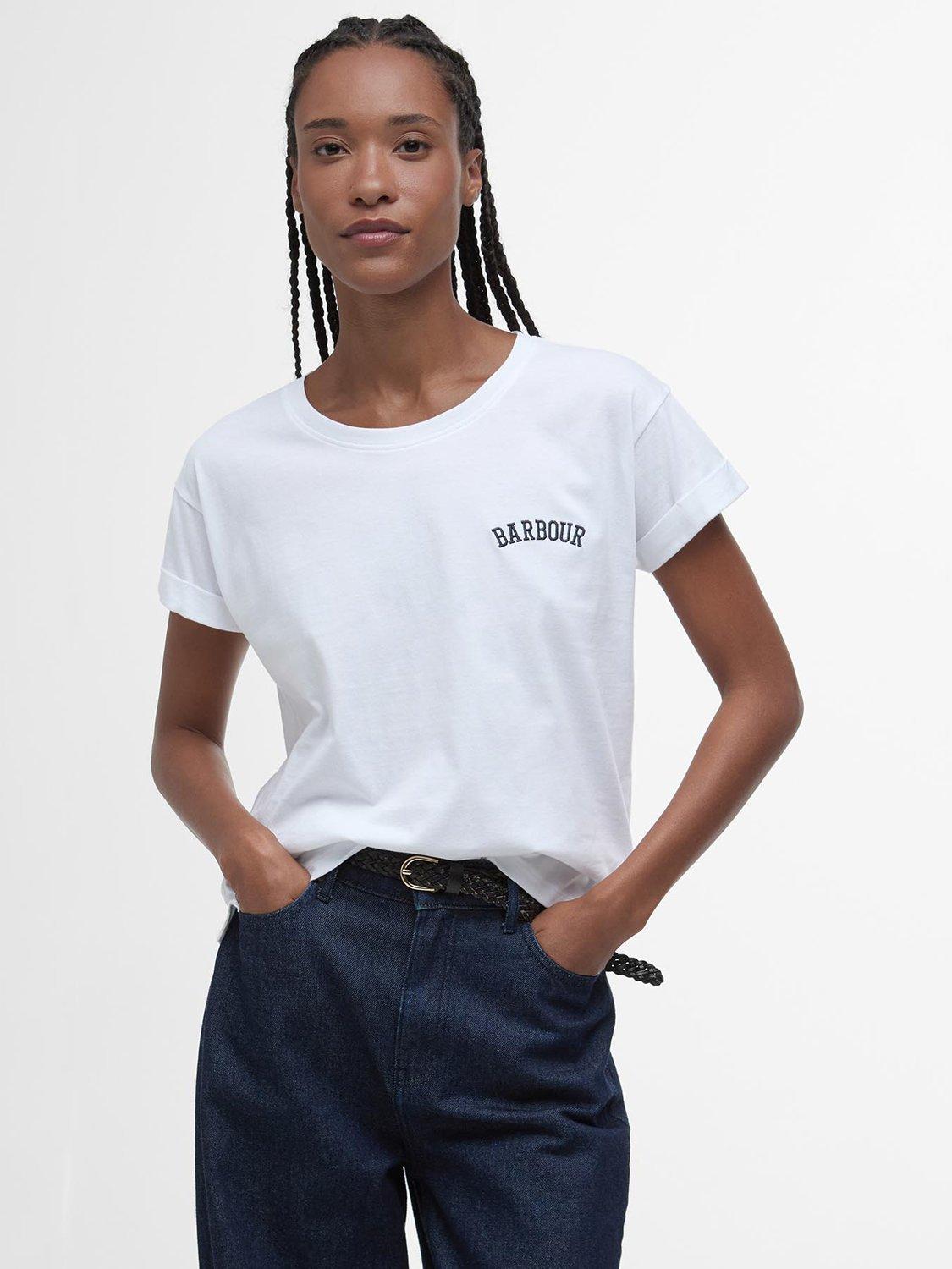 Product image 1 of 6, which shows Barbour Kenmore Logo T-Shirt, White, 8