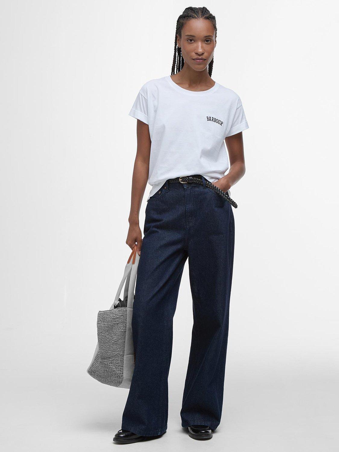Product image 3 of 6, which shows Barbour Kenmore Logo T-Shirt, White, 8