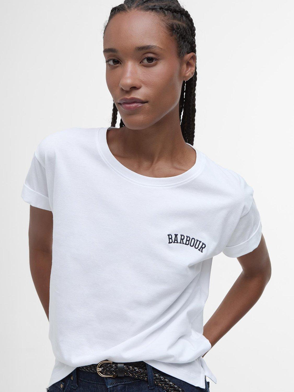 Product image 5 of 6, which shows Barbour Kenmore Logo T-Shirt, White, 8