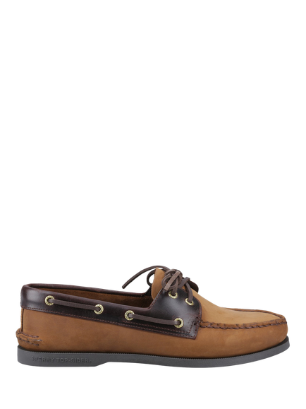 Authentic 2 Eye Wide Fit Boat Shoe, Brown/Dark Chocolate