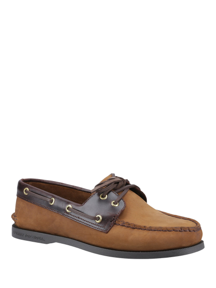 Authentic 2 Eye Wide Fit Boat Shoe - view 2, Brown/Dark Chocolate