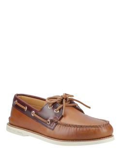 Sperry Gold Cup Authentic Original 2-Eye Leather Boat Shoes, Tan/Brown - view 2, Tan/Brown