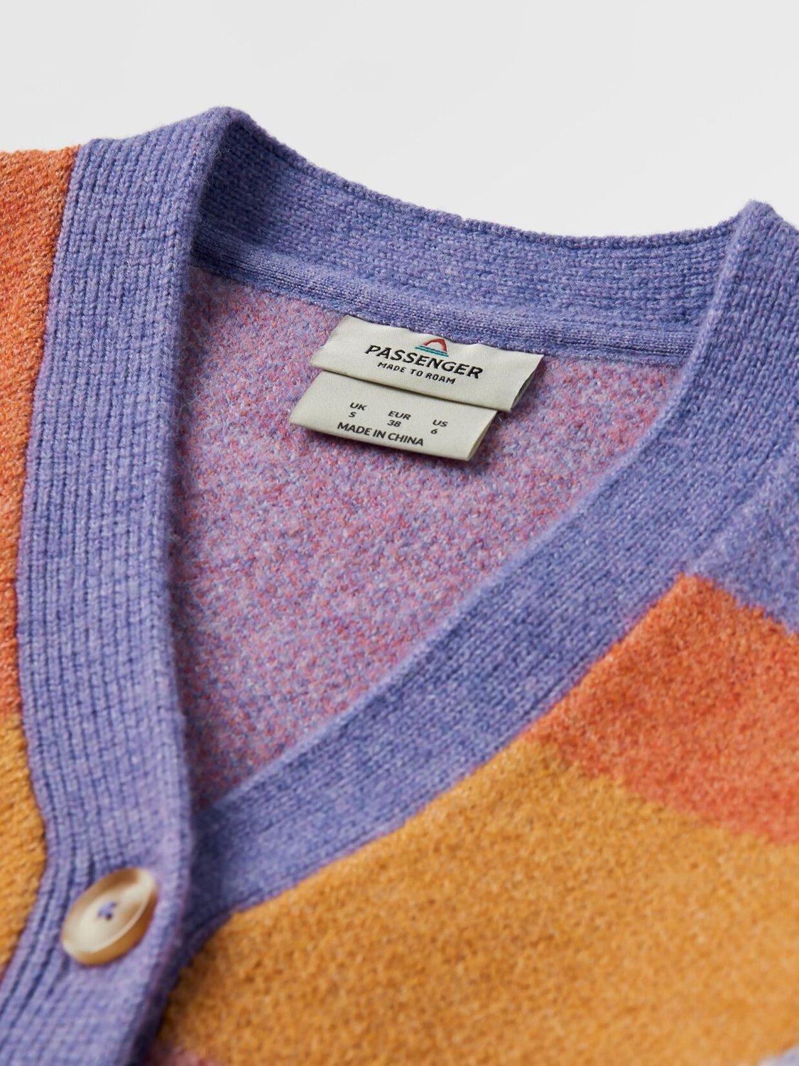 Product image 3 of 7, which shows Passenger Scenic Recycled Knit Cardigan, Sunrise Orange, XL