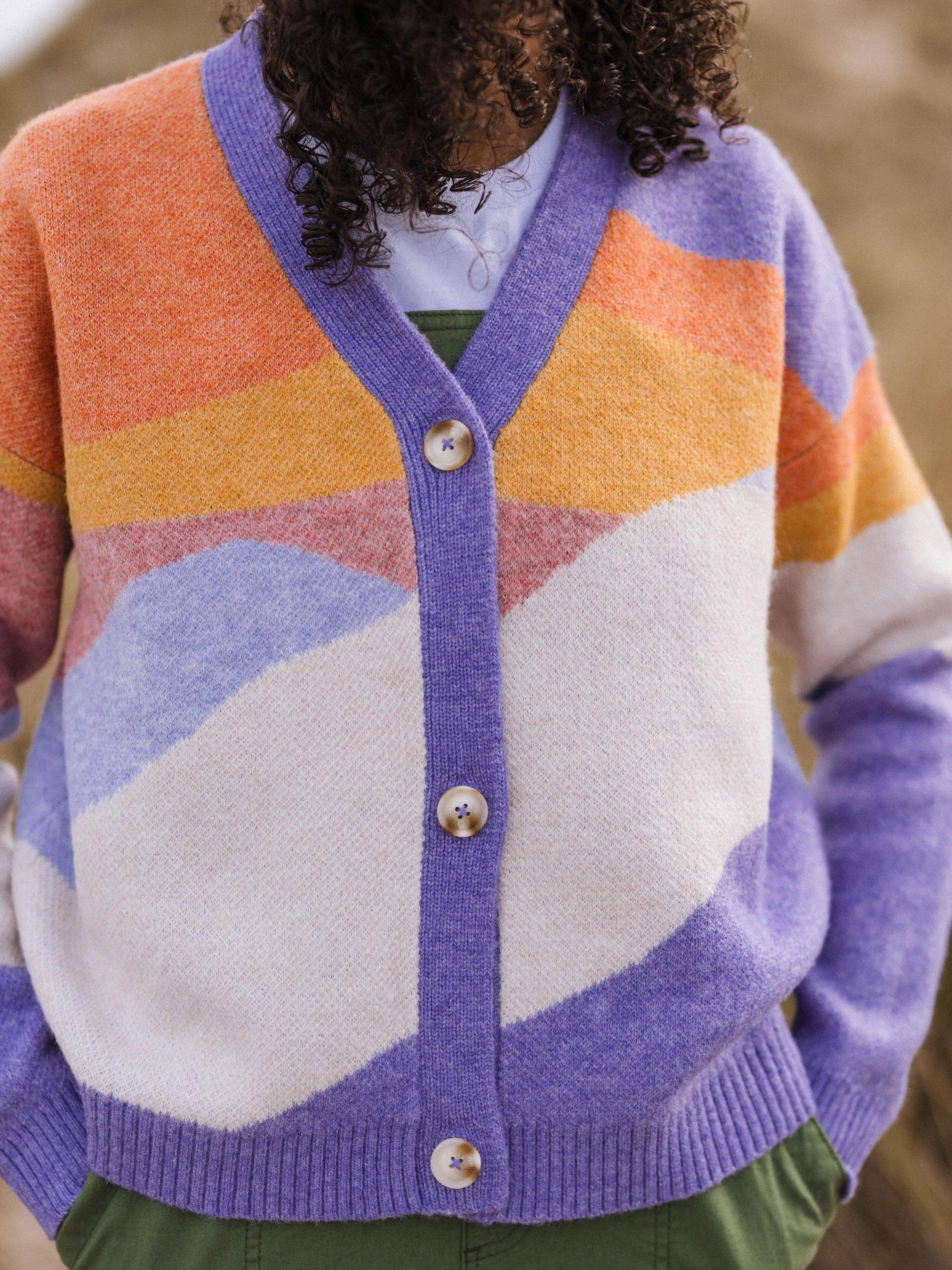 Product image 5 of 7, which shows Passenger Scenic Recycled Knit Cardigan, Sunrise Orange, XL