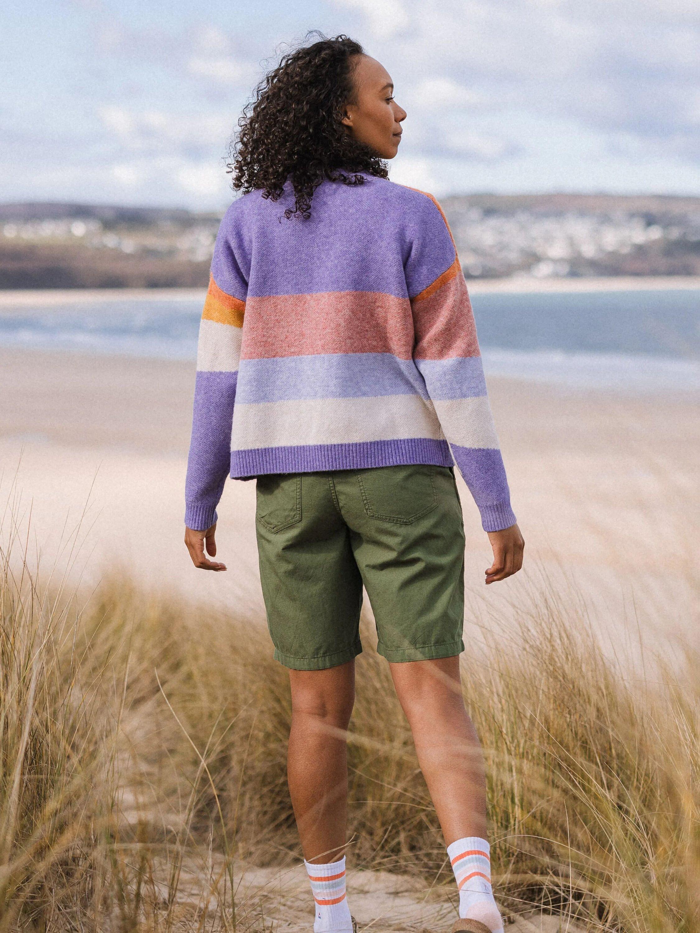 Product image 7 of 7, which shows Passenger Scenic Recycled Knit Cardigan, Sunrise Orange, XL