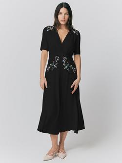 Ghost Maeve Floral Embroidered Dress, Black