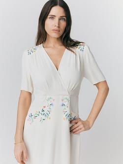 Ghost Maeve Floral Embroidered Dress - view 2, Ivory