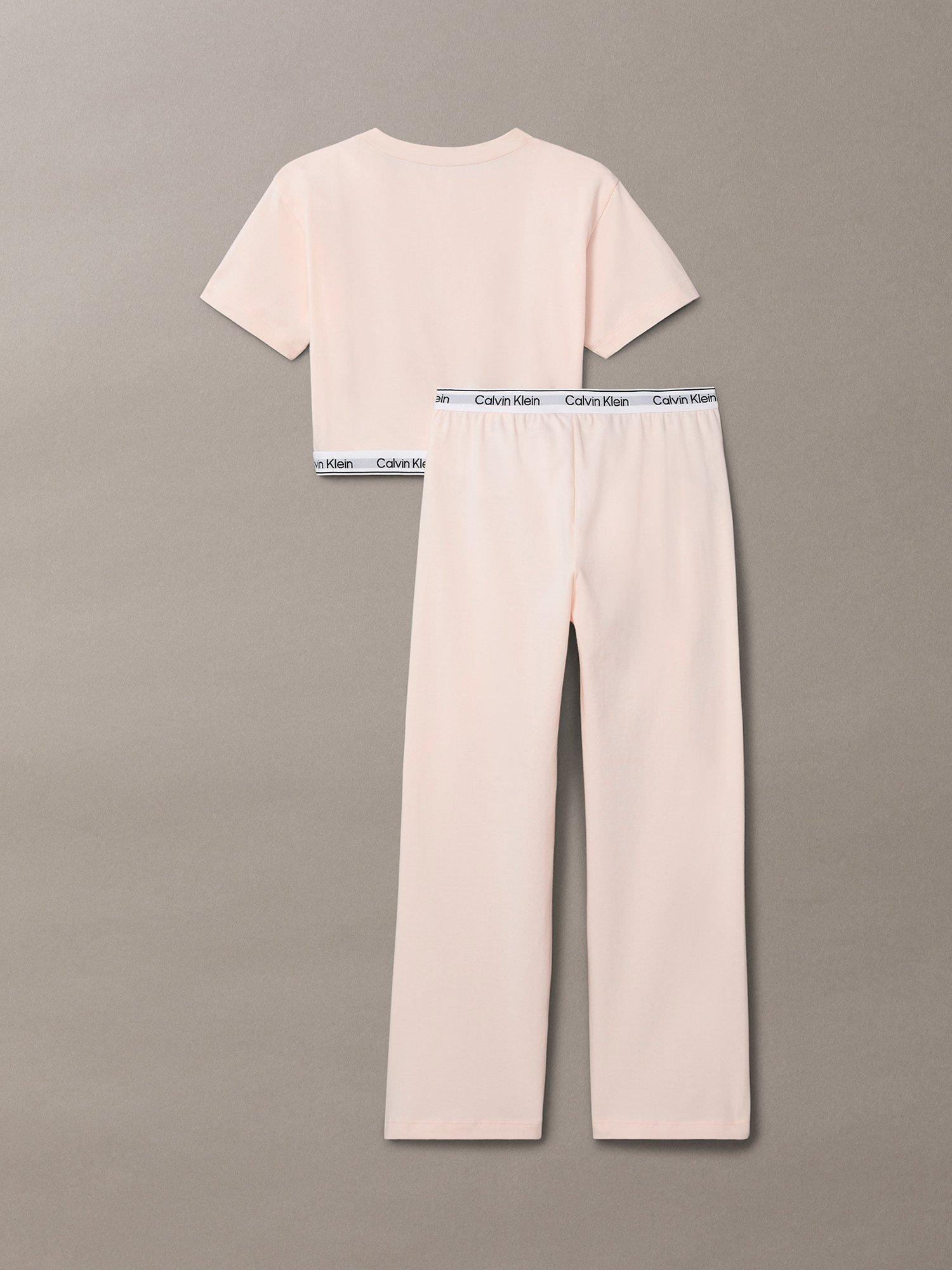 Product image 2 of 2, which shows Calvin Klein Kids' Modern Logo Pyjama Set, Silver Peony, 8-10 years