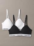 Calvin Klein Kids' Modern Cotton Triangle Bras, Pack of 2, Black/White