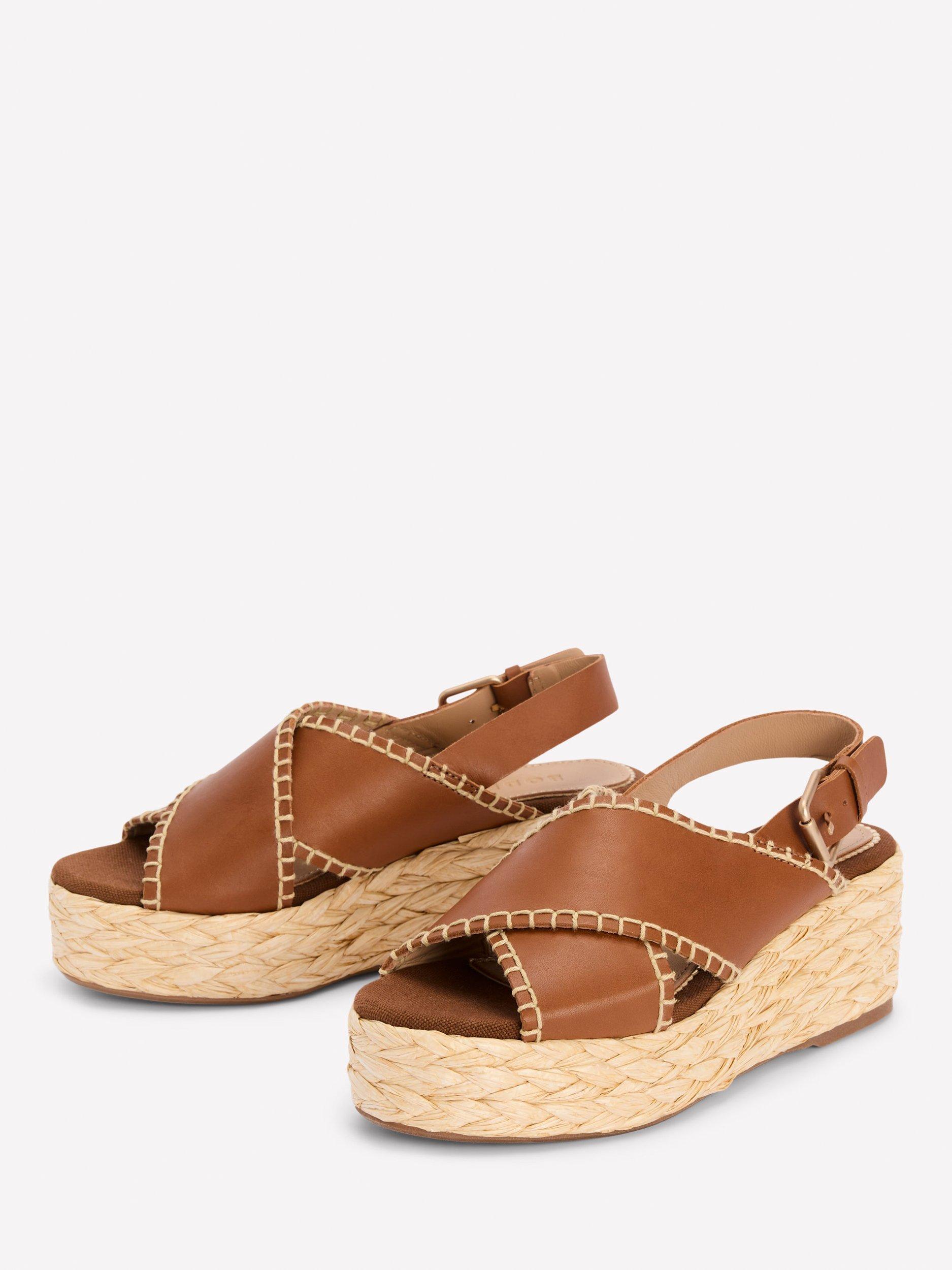 Product image 3 of 5, which shows Boden Leather Cross Strap Espadrille Sandals, Tan, 4