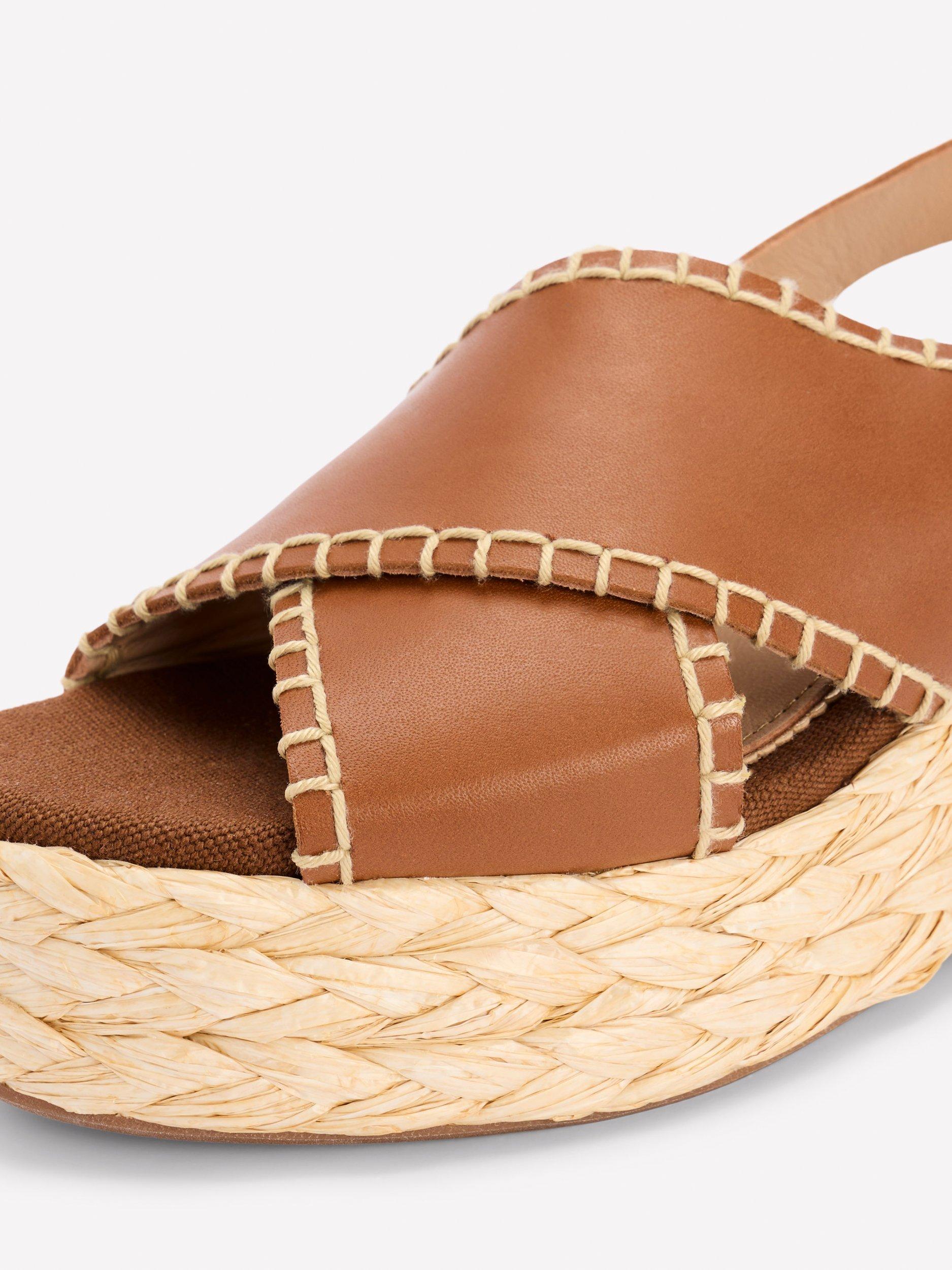 Product image 4 of 5, which shows Boden Leather Cross Strap Espadrille Sandals, Tan, 4