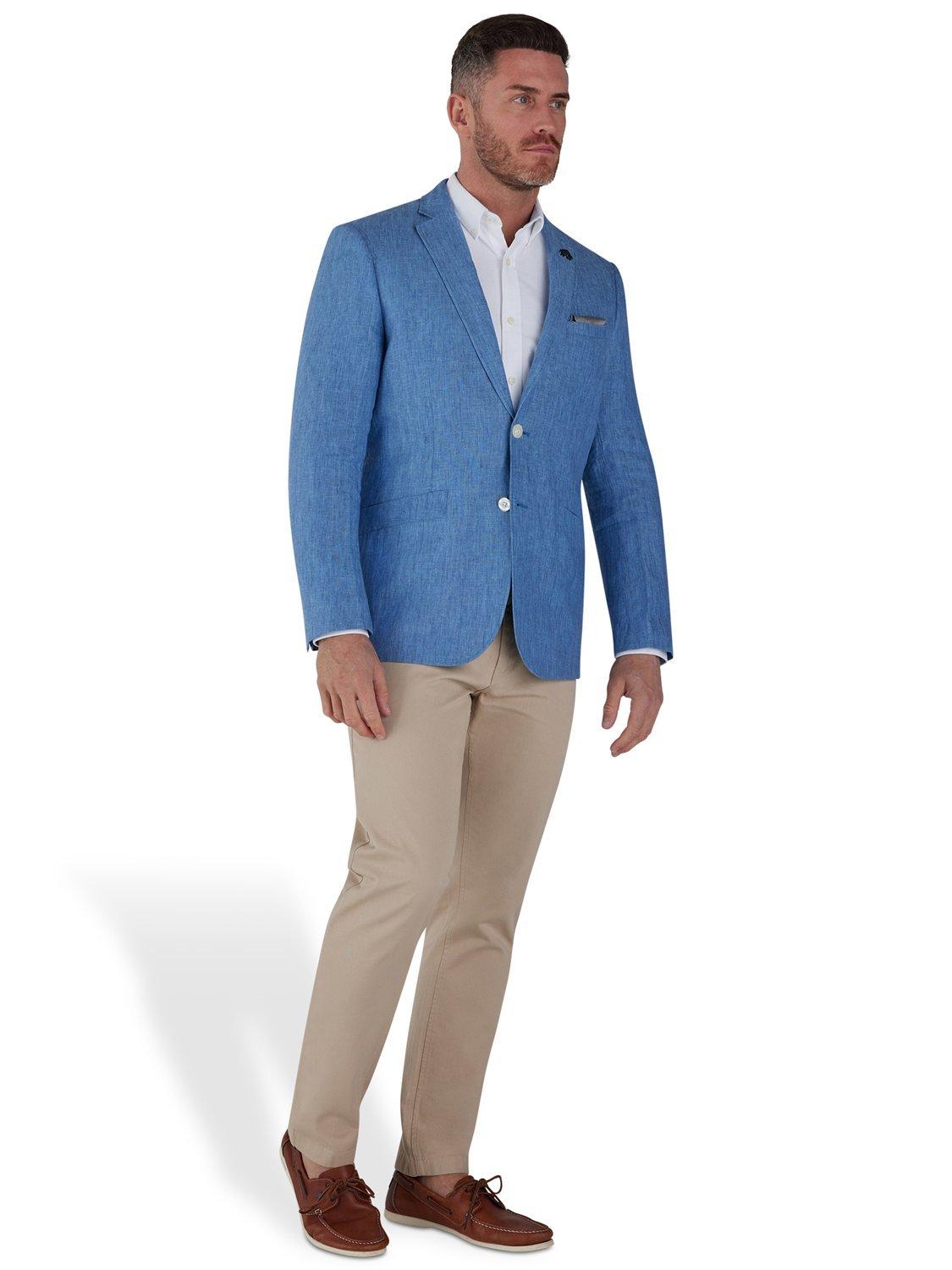 Product image 9 of 9, which shows Raging Bull Linen Blazer, Mid Blue, S
