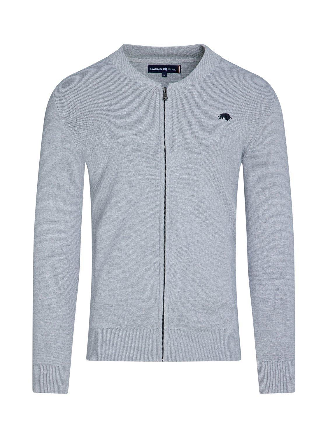 Product image 2 of 7, which shows Raging Bull Knitted Baseball Cardigan, Grey Marl, S