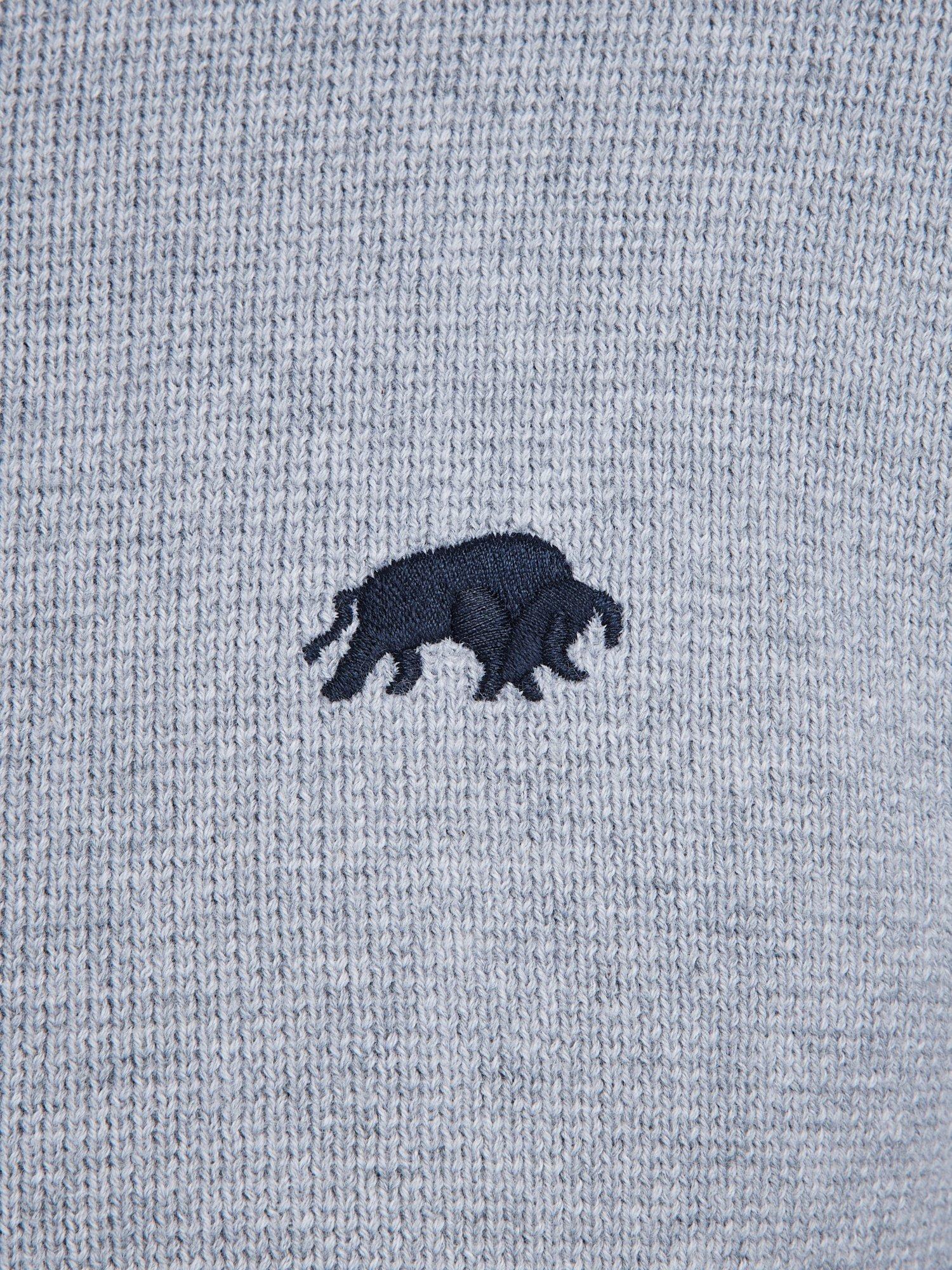 Product image 4 of 7, which shows Raging Bull Knitted Baseball Cardigan, Grey Marl, S