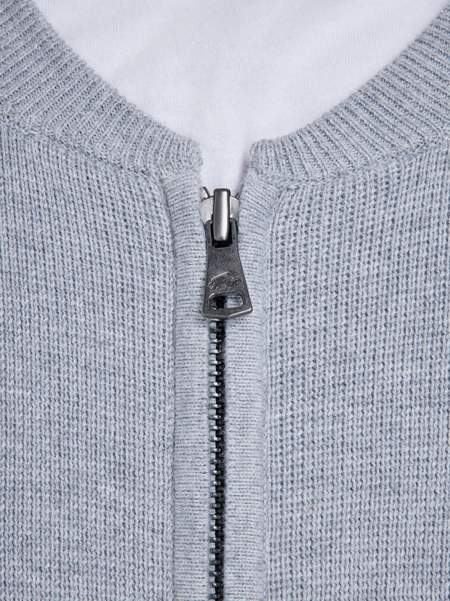 Product image 5 of 7, which shows Raging Bull Knitted Baseball Cardigan, Grey Marl, S