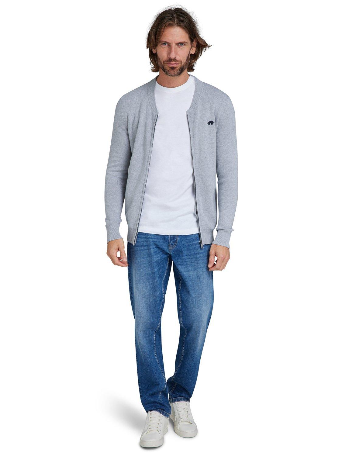 Product image 7 of 7, which shows Raging Bull Knitted Baseball Cardigan, Grey Marl, S