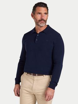Raging Bull Classic Knitted Cotton Polo Shirt, Sage, Navy