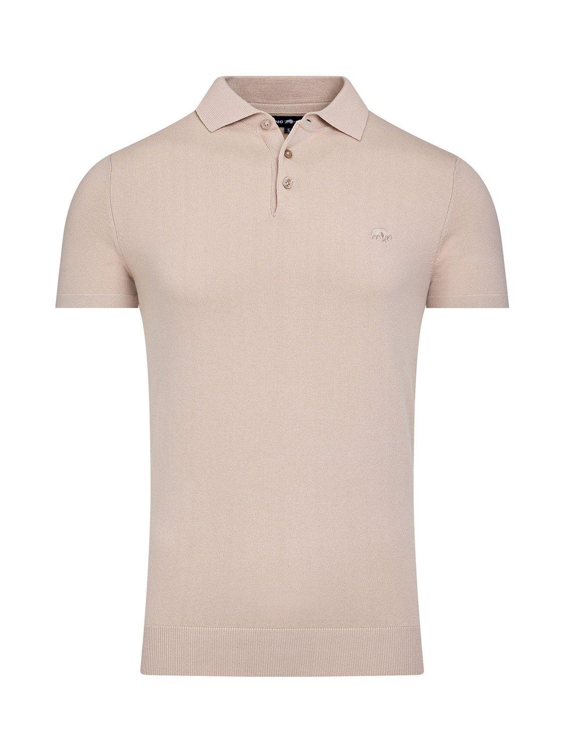Product image 2 of 6, which shows Raging Bull Short Sleeve Knitted Polo Shirt, Stone, S