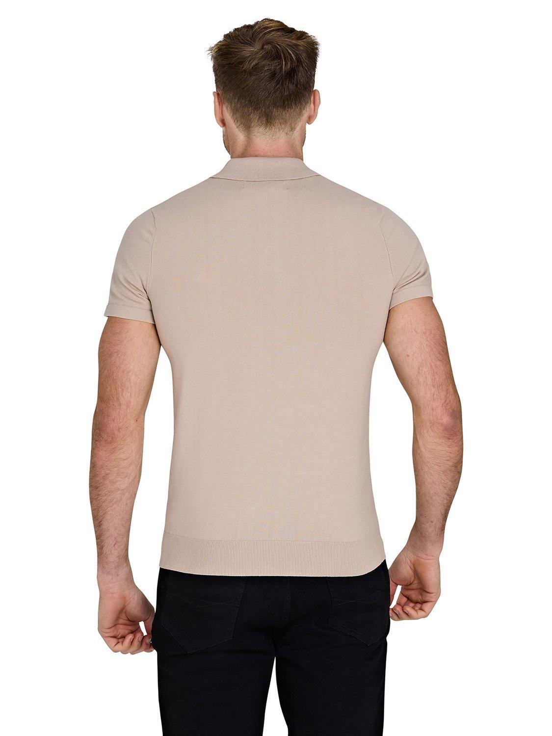 Product image 3 of 6, which shows Raging Bull Short Sleeve Knitted Polo Shirt, Stone, S
