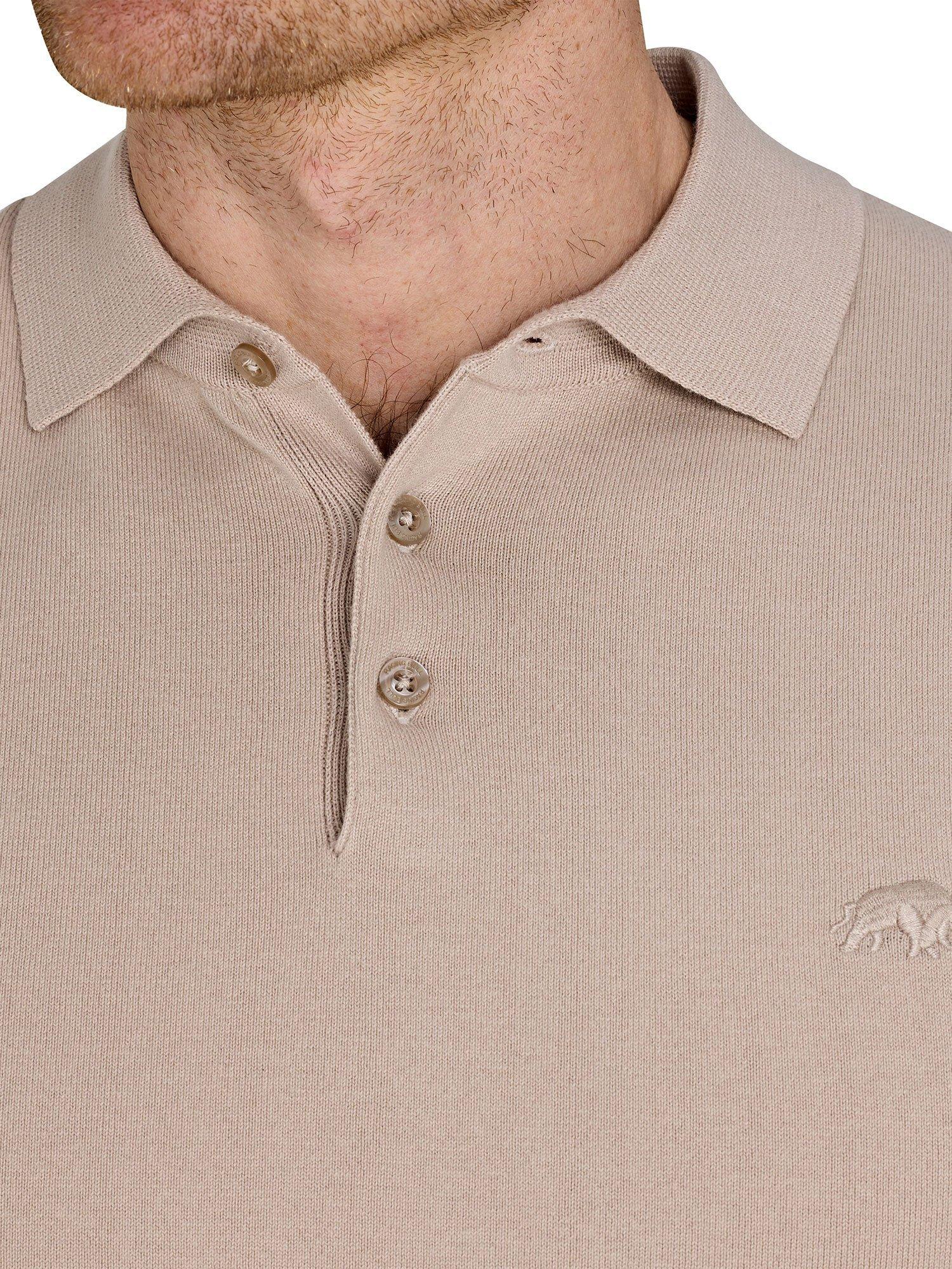 Product image 4 of 6, which shows Raging Bull Short Sleeve Knitted Polo Shirt, Stone, S