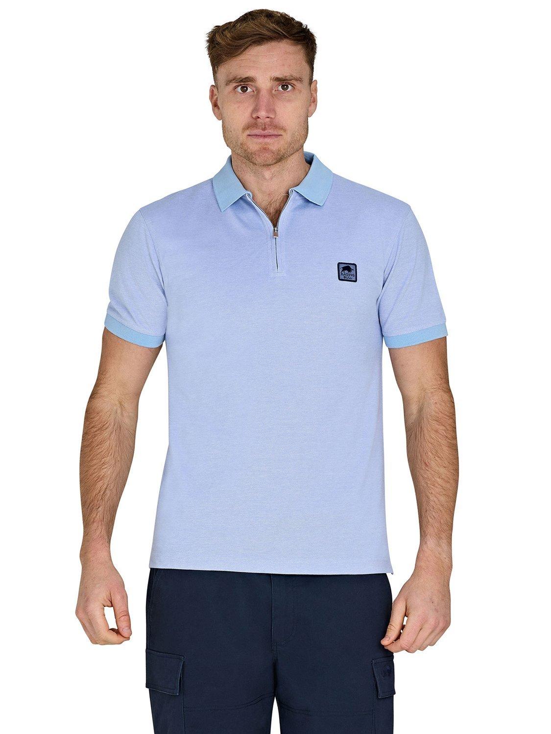 Product image 8 of 8, which shows Raging Bull Birdseye Pique Woven Polo Shirt, Sky Blue, S