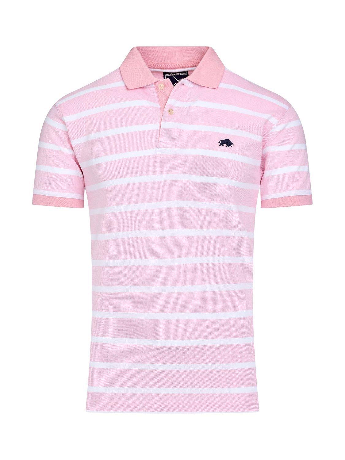 Product image 2 of 7, which shows Raging Bull Birdseye Stripe Pique Polo Shirt, Pink, S