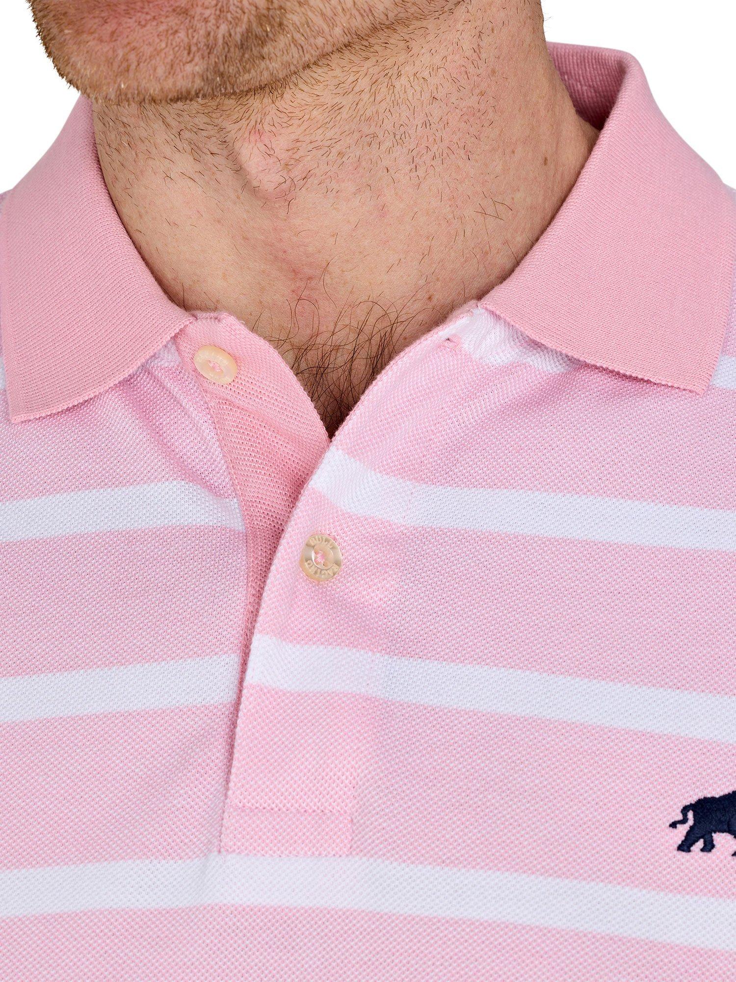 Product image 4 of 7, which shows Raging Bull Birdseye Stripe Pique Polo Shirt, Pink, S
