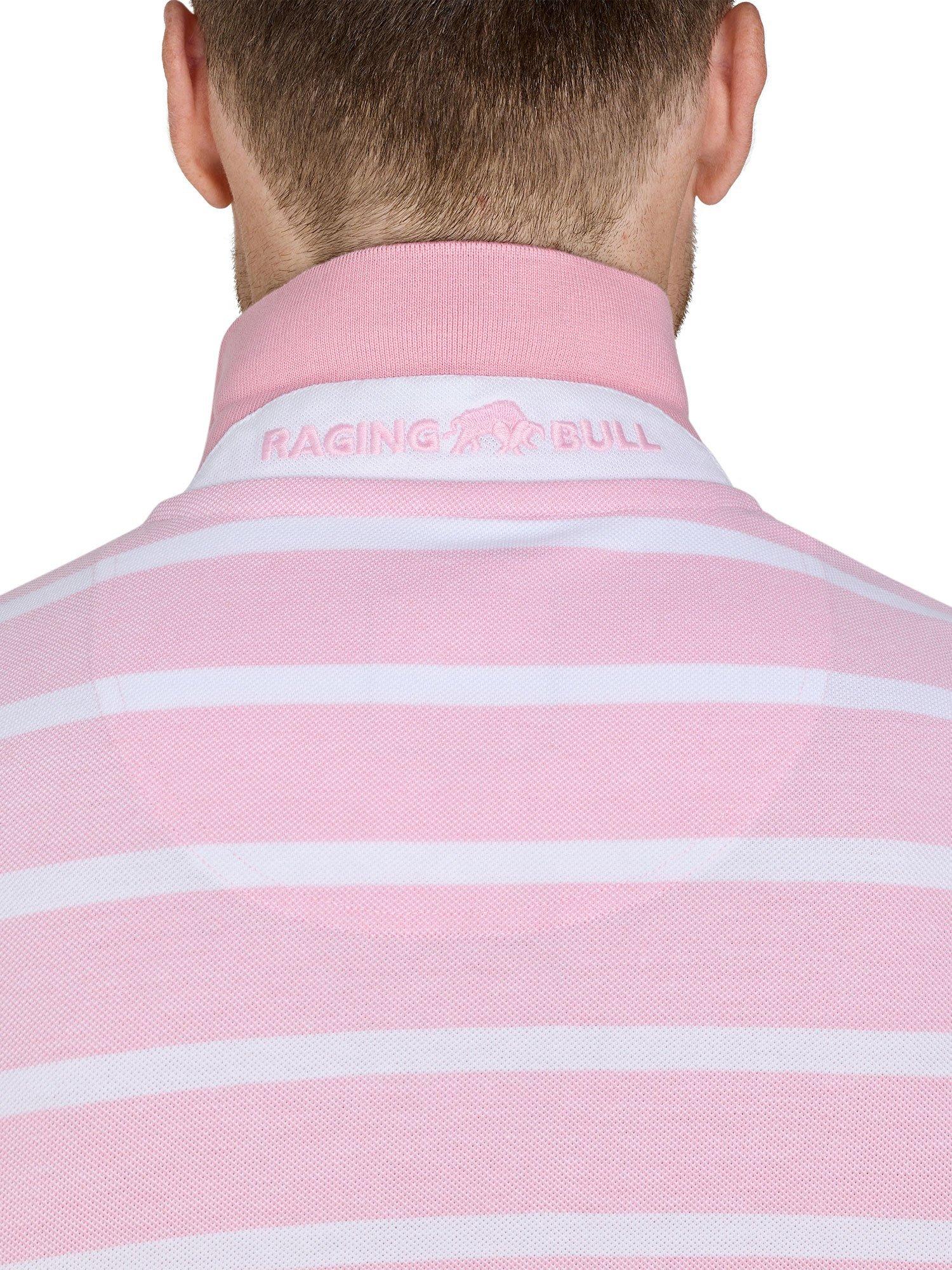 Product image 5 of 7, which shows Raging Bull Birdseye Stripe Pique Polo Shirt, Pink, S