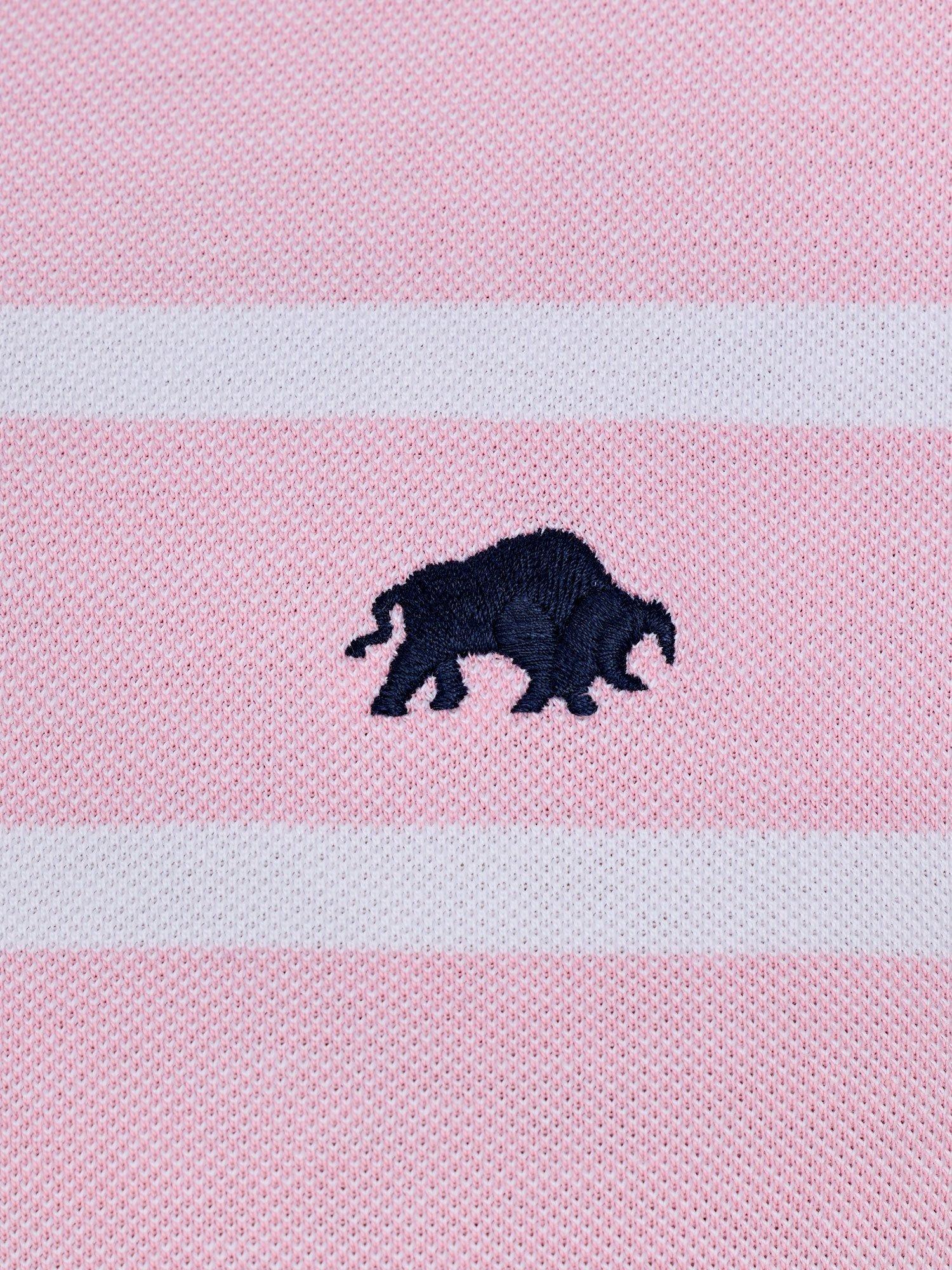 Product image 6 of 7, which shows Raging Bull Birdseye Stripe Pique Polo Shirt, Pink, S