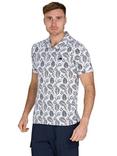 Raging Bull Cotton Regular Fit Floral Print Polo Shirt, Navy