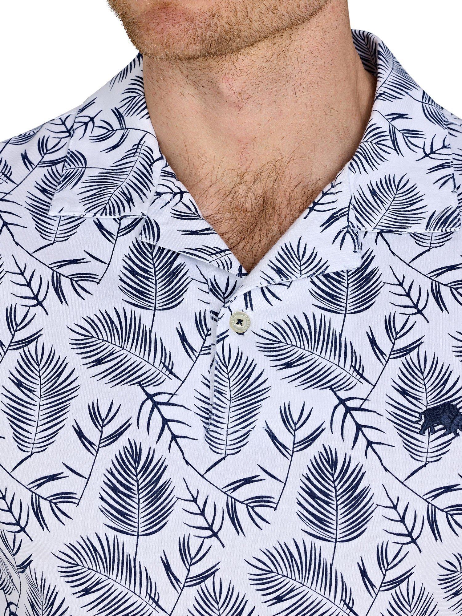 Product image 4 of 6, which shows Raging Bull Cotton Regular Fit Floral Print Polo Shirt, Navy, S