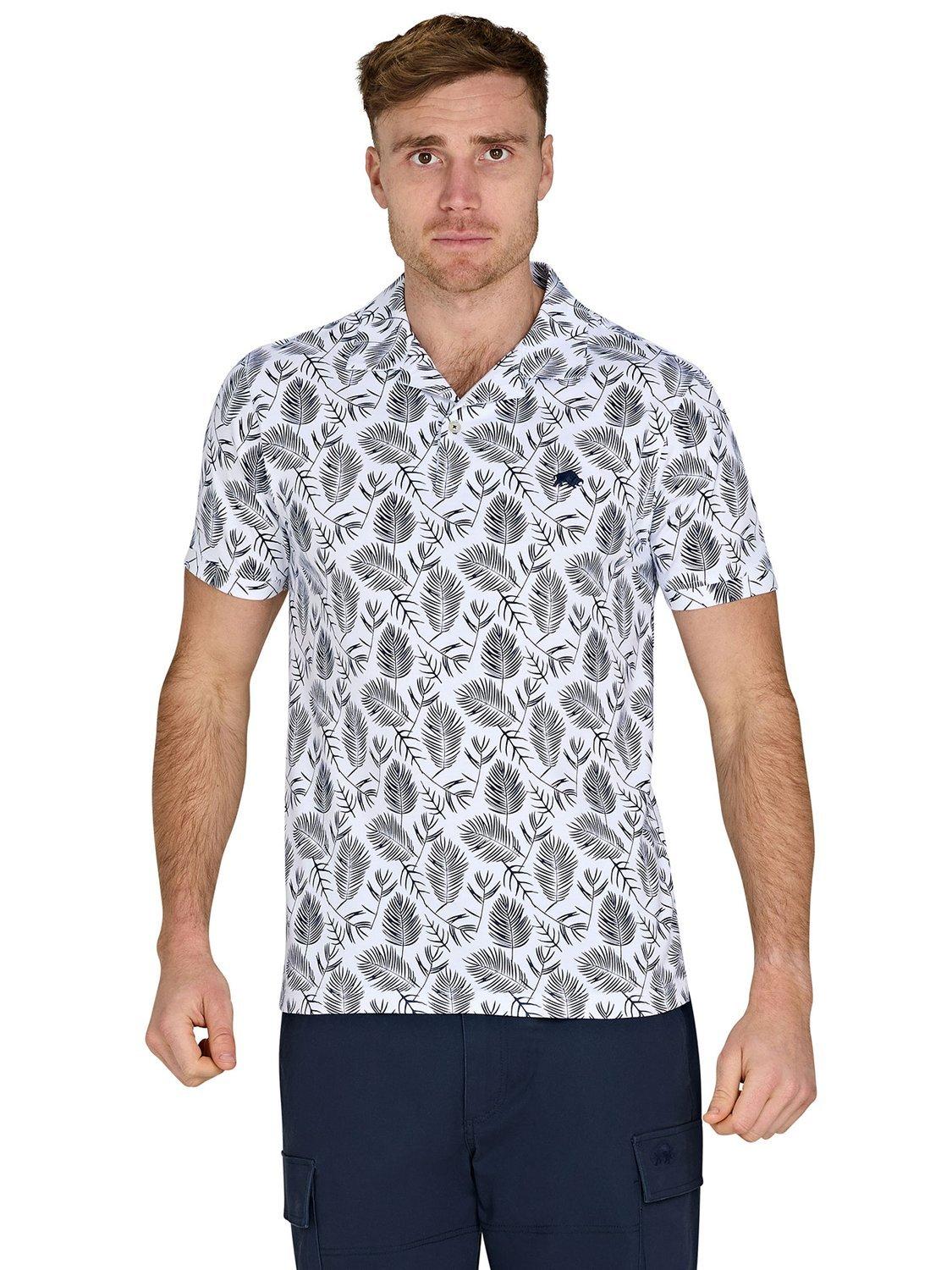Product image 6 of 6, which shows Raging Bull Cotton Regular Fit Floral Print Polo Shirt, Navy, S