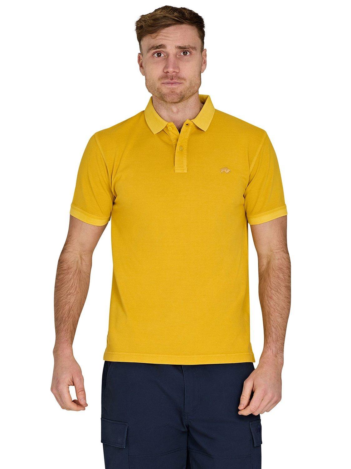 Product image 7 of 7, which shows Raging Bull Cotton Regular Fit Garment Dyed Pique Polo Shirt, Yellow, S