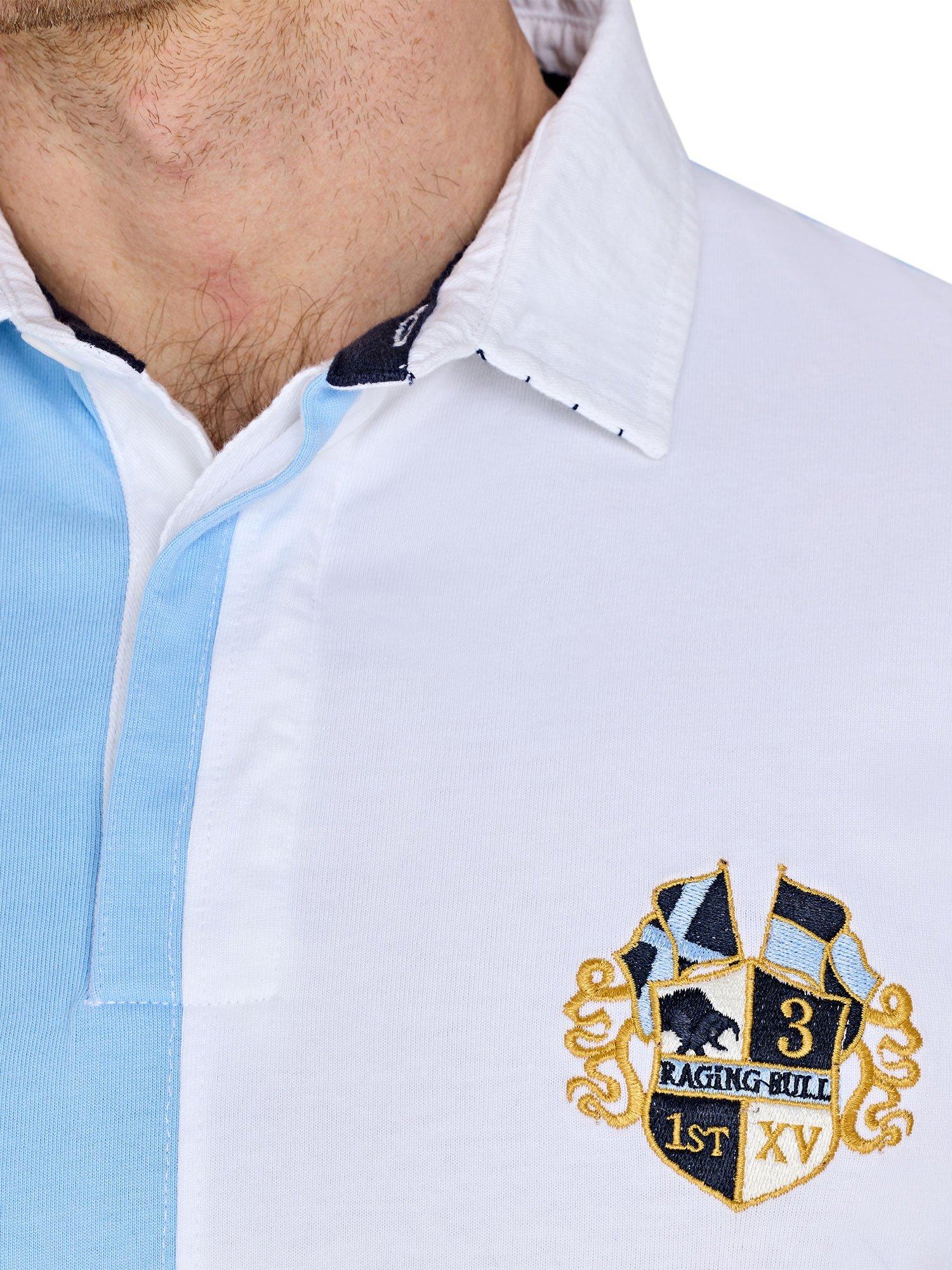 Product image 5 of 8, which shows Raging Bull Harlequin Rugby Shirt, Sky Blue/Multi, S