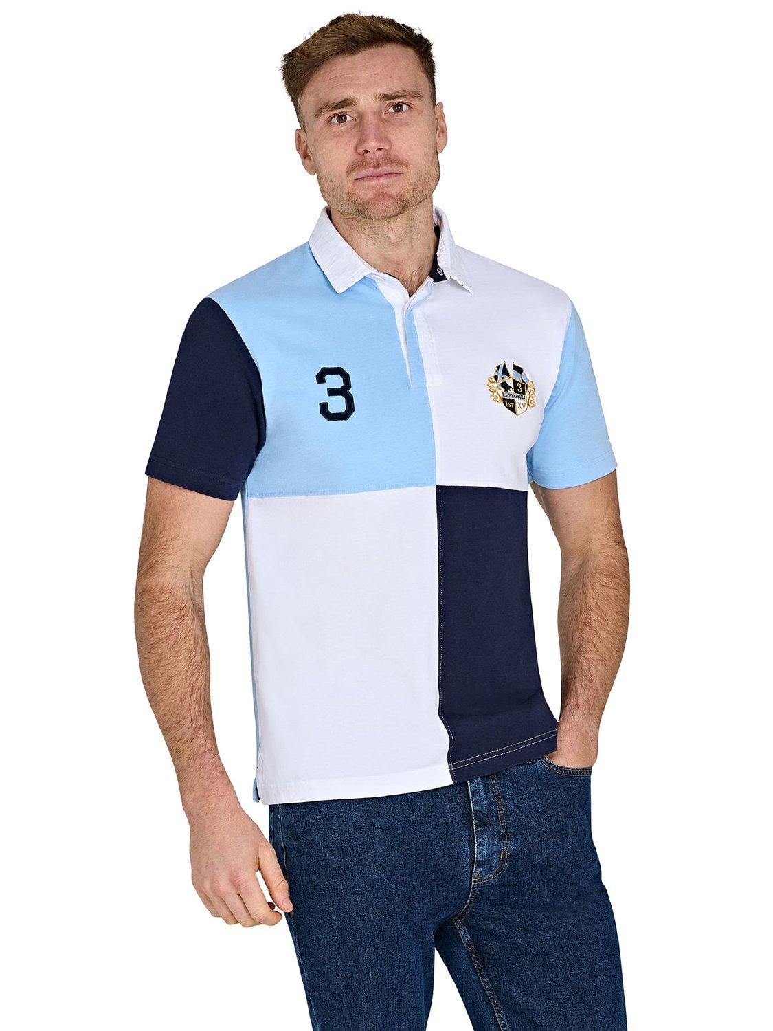 Product image 8 of 8, which shows Raging Bull Harlequin Rugby Shirt, Sky Blue/Multi, S