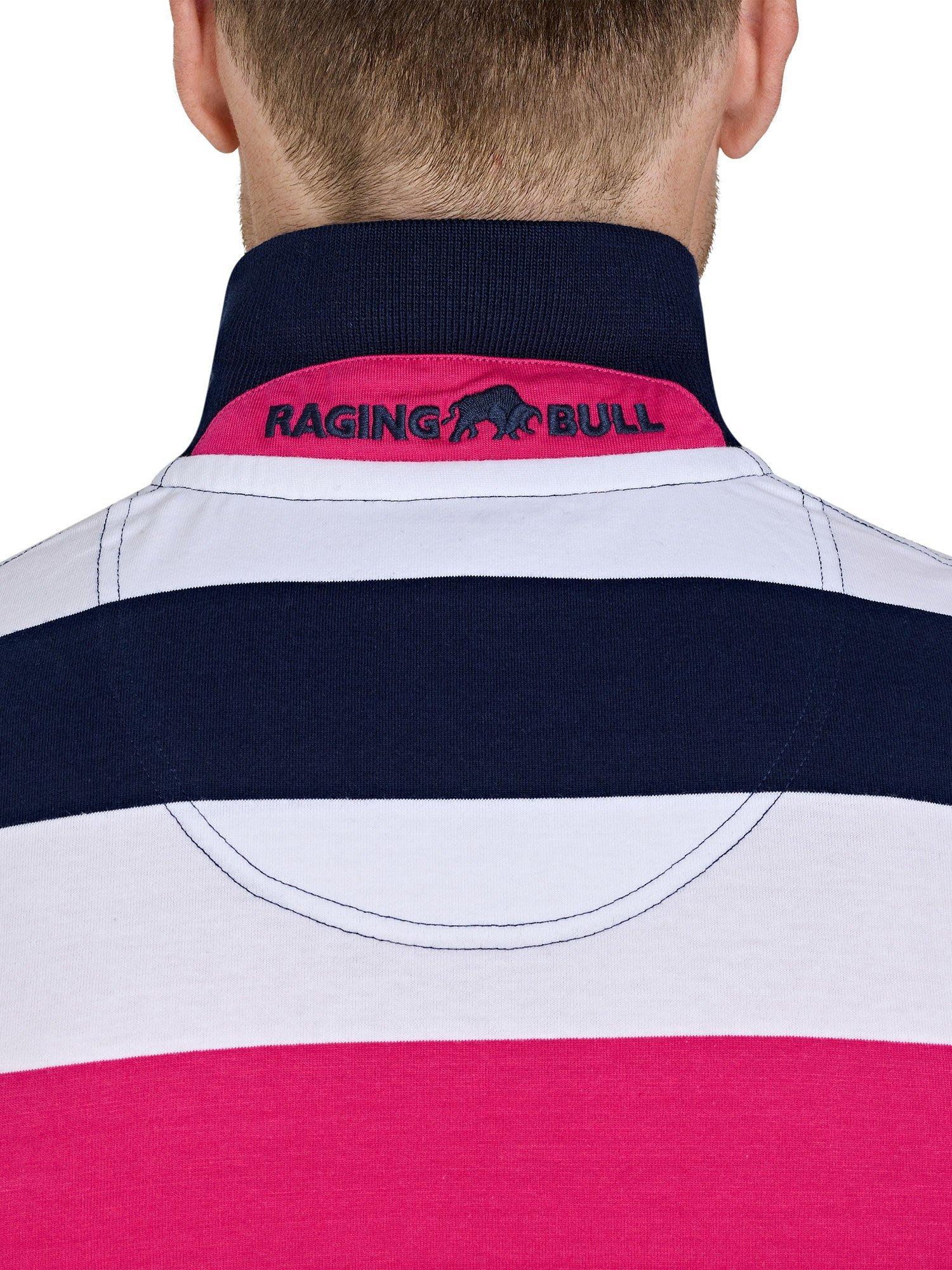 Product image 5 of 7, which shows Raging Bull Cotton Regular Fit Irregular Stripe Polo Shirt, Vivid Pink/Multi, S