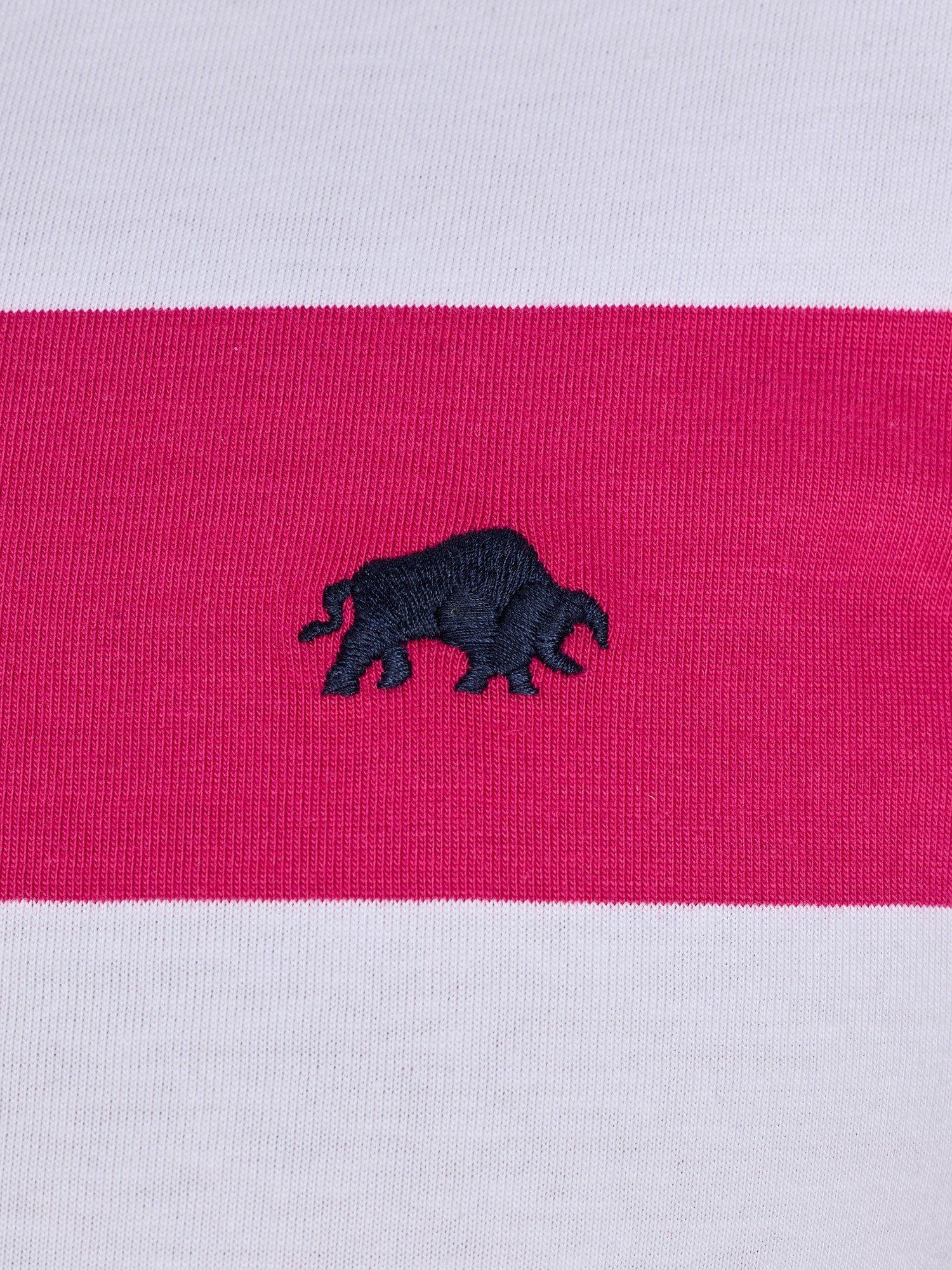 Product image 6 of 7, which shows Raging Bull Cotton Regular Fit Irregular Stripe Polo Shirt, Vivid Pink/Multi, S